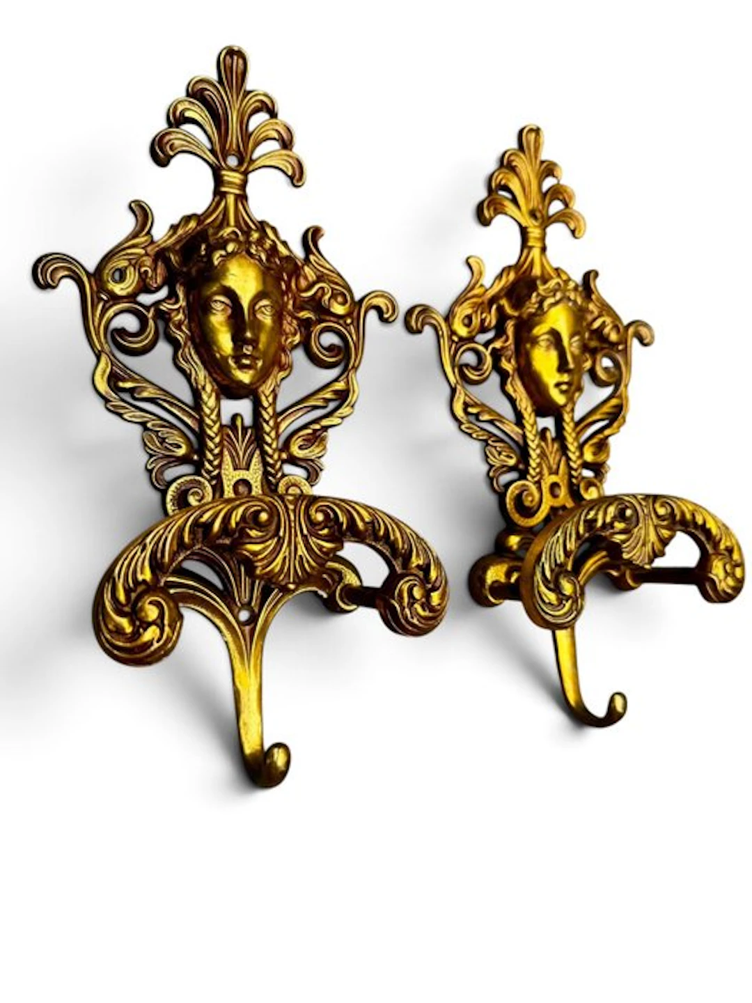 Set of coat hooks - Gilt brass - Art Nouveau