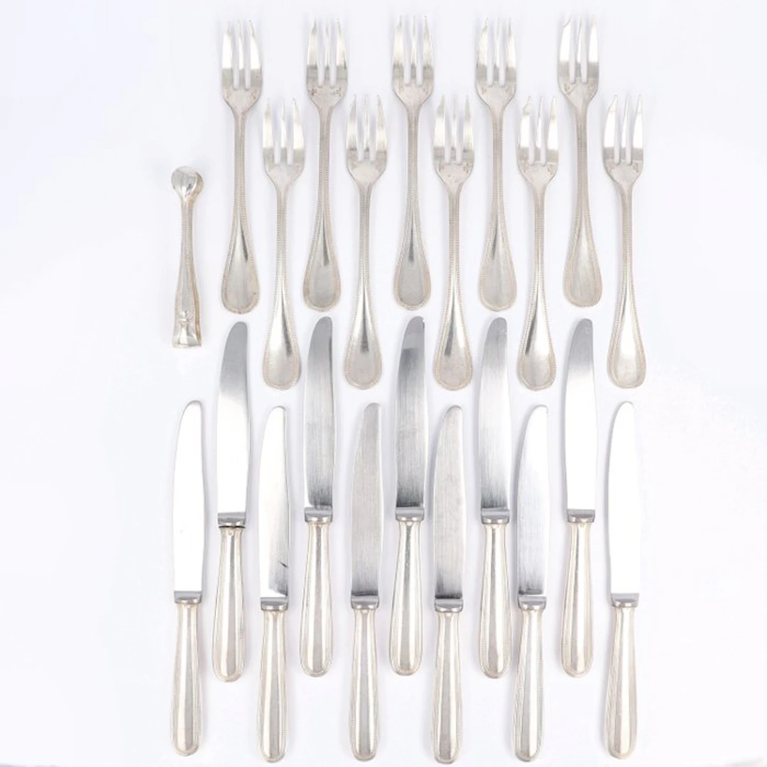 NO RESERVE - Christofle - Model Perles - Cutlery set (22) - Silverplated