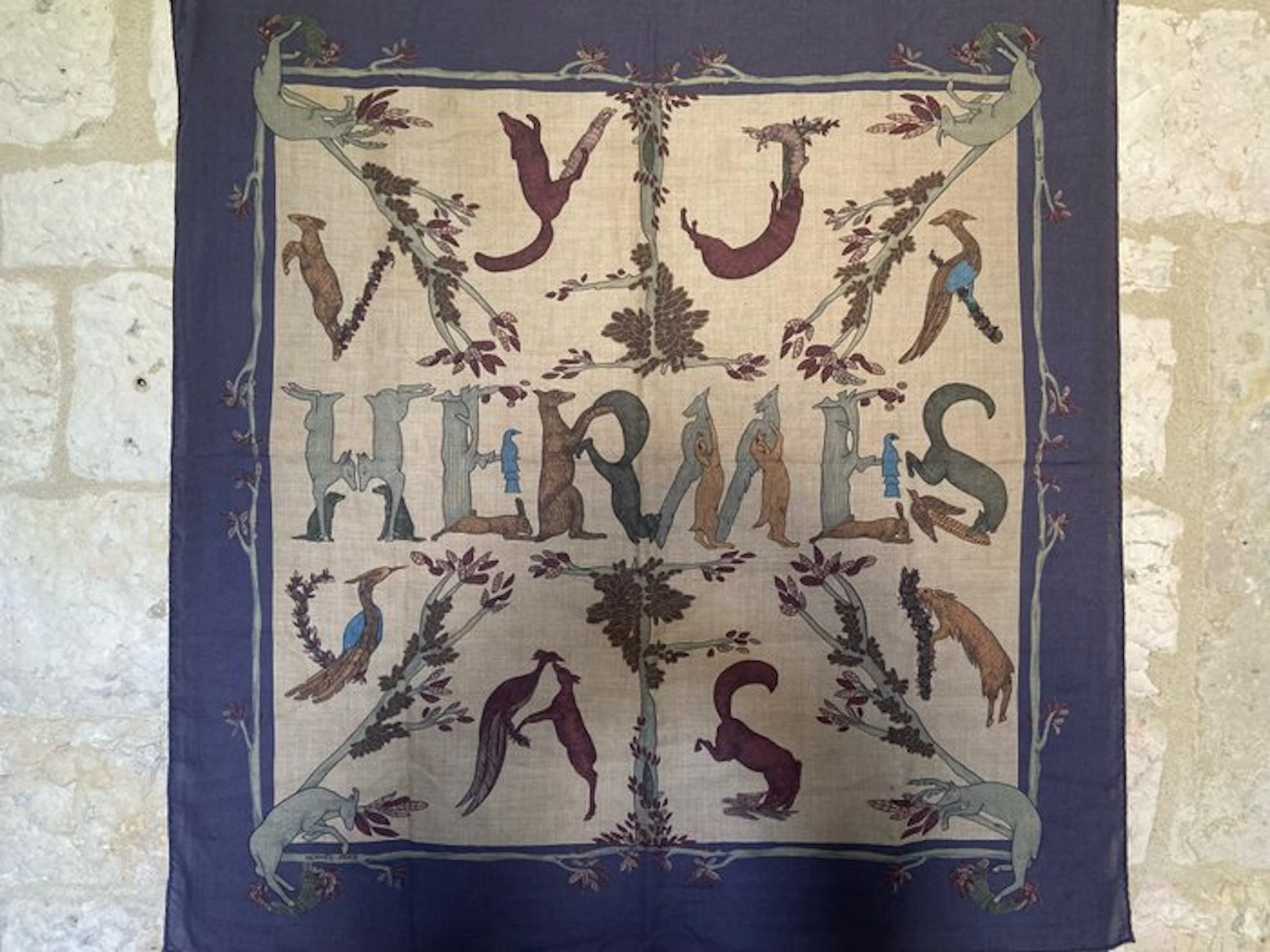 Hermès - "Alphabet « par Annie Faivre 1990 Cashmere & Silk - Scarf
