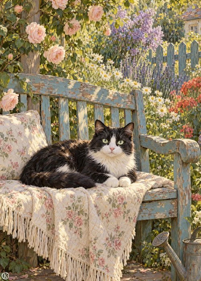 Kleury.art - [XL Canvas] "Gaze from the Rose Bench" by Kleury.art (1/5)
