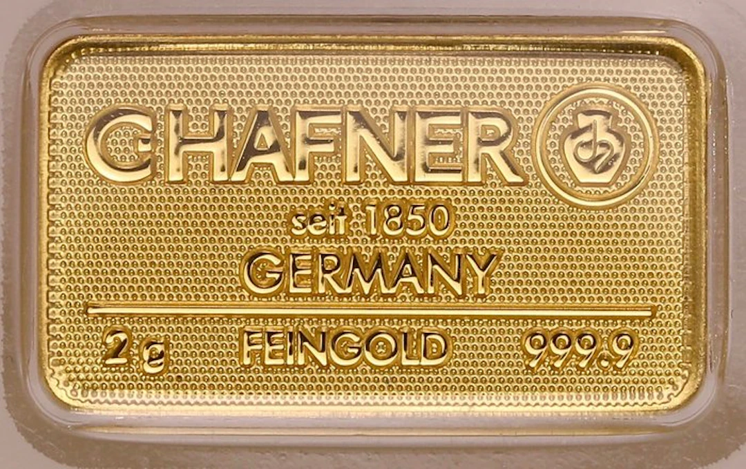 2 grams - Gold .999 - C. Hafner, Germany - Sealed & with certificate