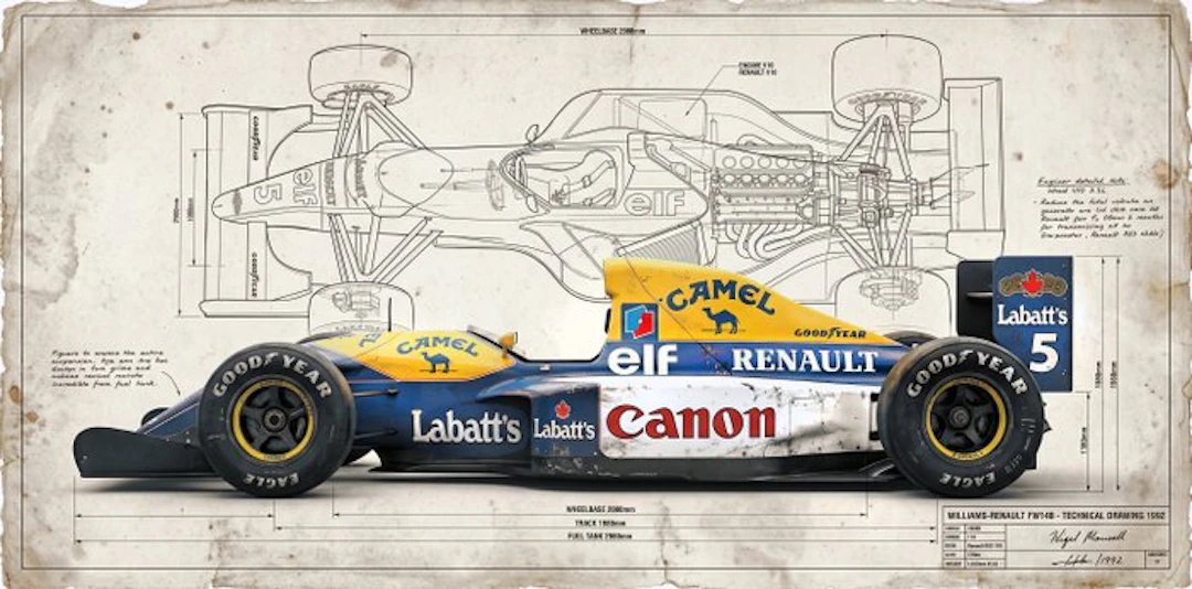 Artxlife - Williams-Renault FW14B Technical Drawing 1992