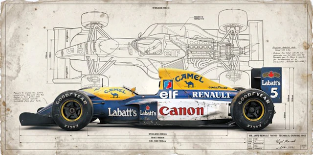 Artxlife - Williams-Renault FW14B Technical Drawing 1992