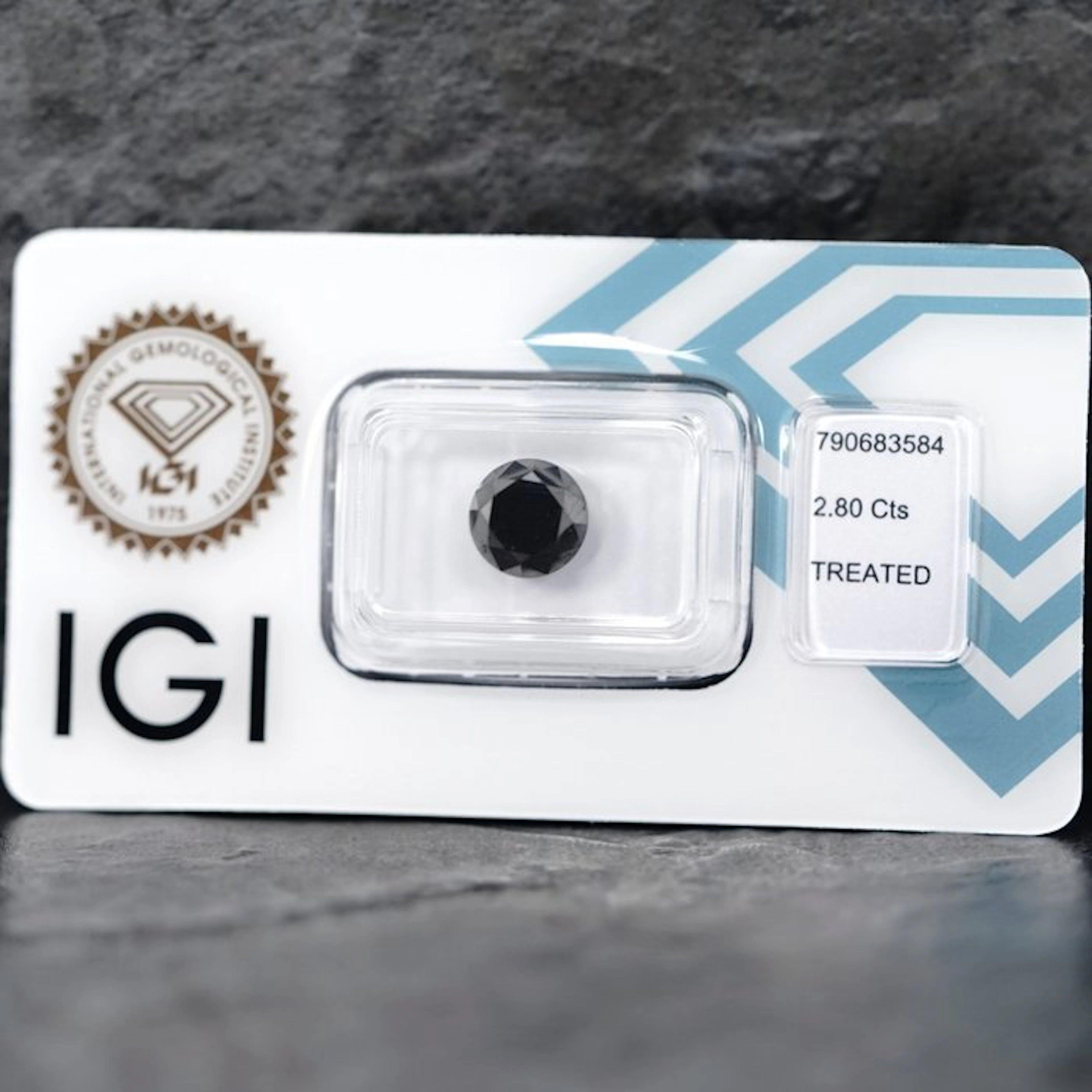1 pcs Diamond (Colour-treated) - 2.80 ct - Round Black...