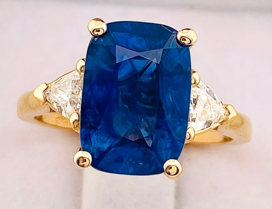 Ring - 18 kt. Yellow gold Sapphire - Diamond