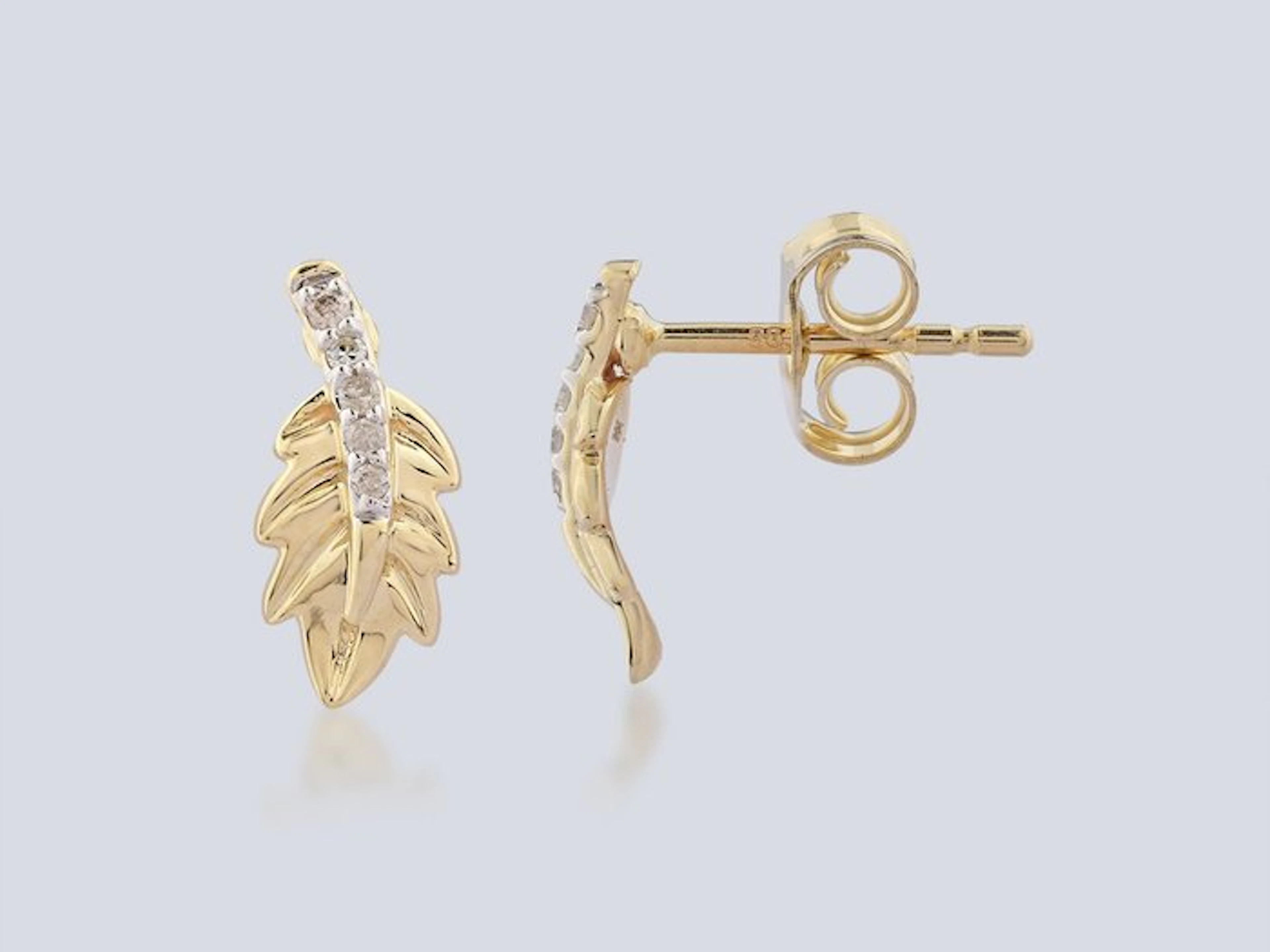 No reserve price - Earrings - 14 kt. Yellow gold - 0.05ct. tw. Diamond