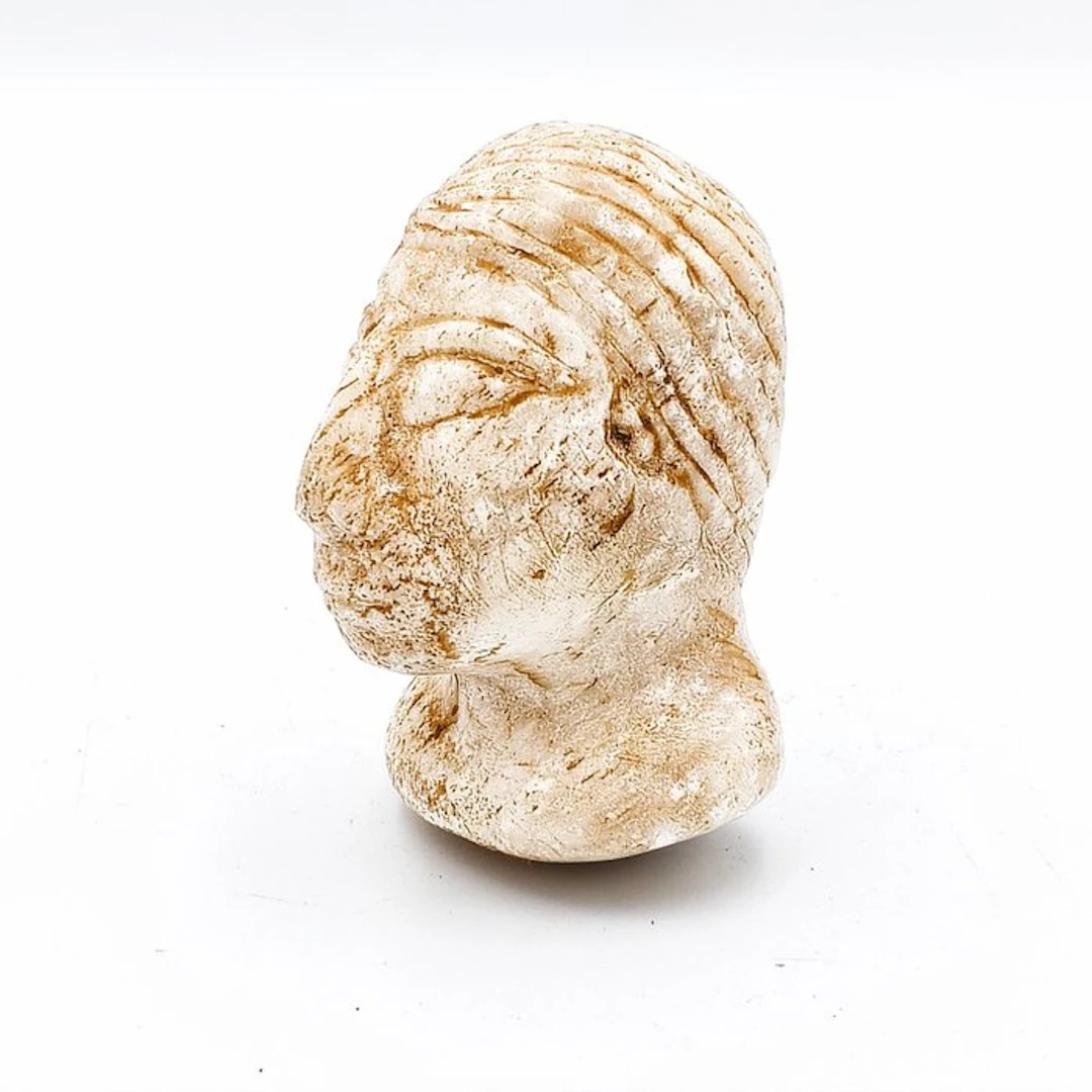 Ancient Western Asiatic, Bactrian Marble Idol Head Bead Talisman - 87 mm