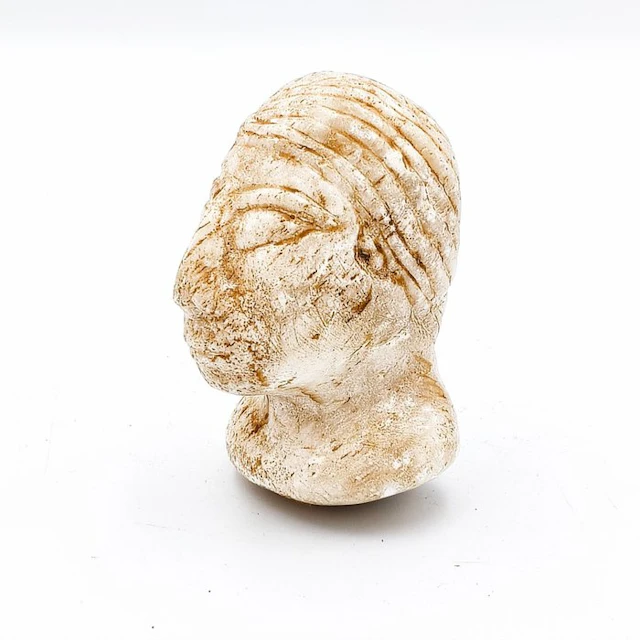 Ancient Western Asiatic, Bactrian Marble Idol Head Bead Talisman - 87 mm