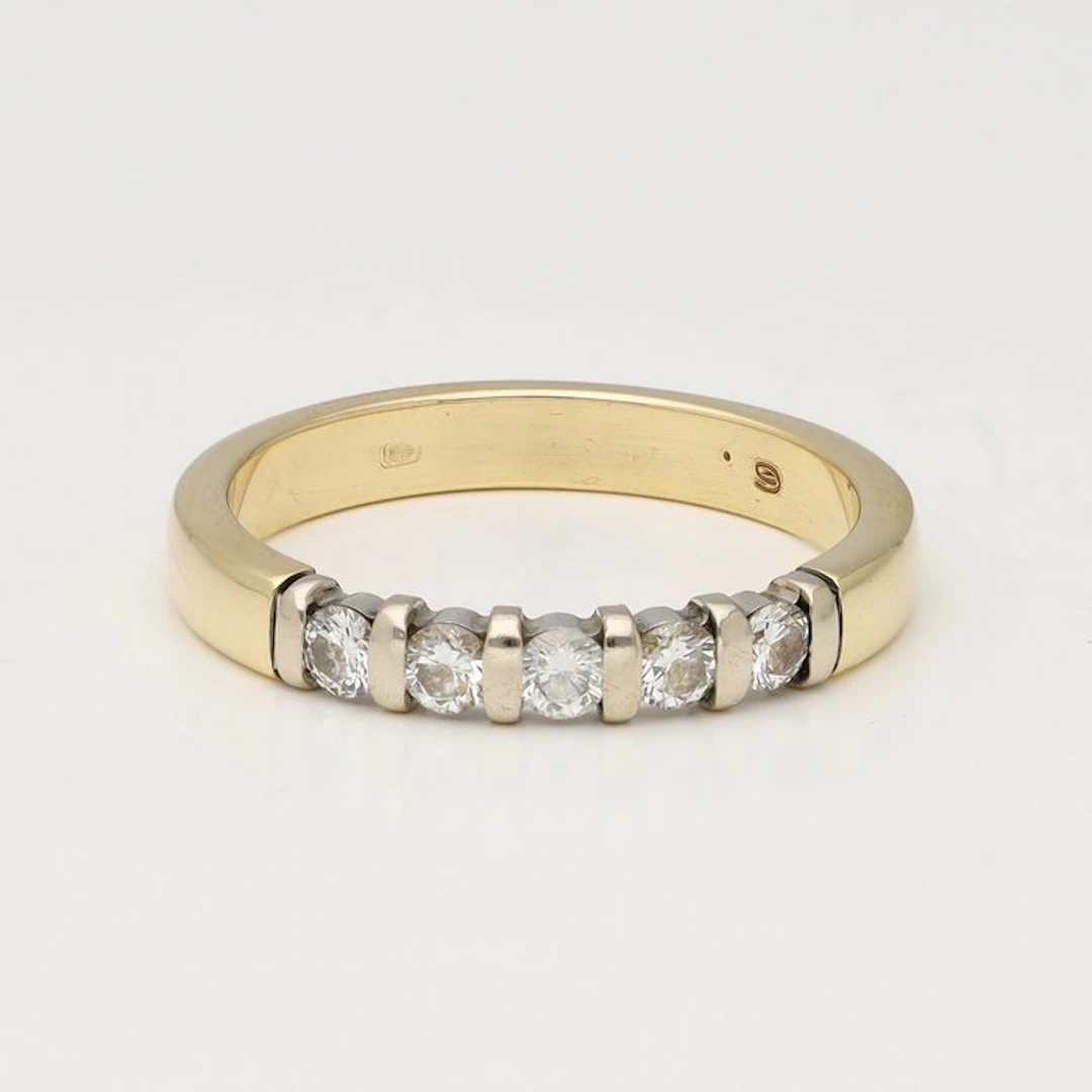 Ring - 14 kt. Yellow gold, White gold Diamond (Natural)