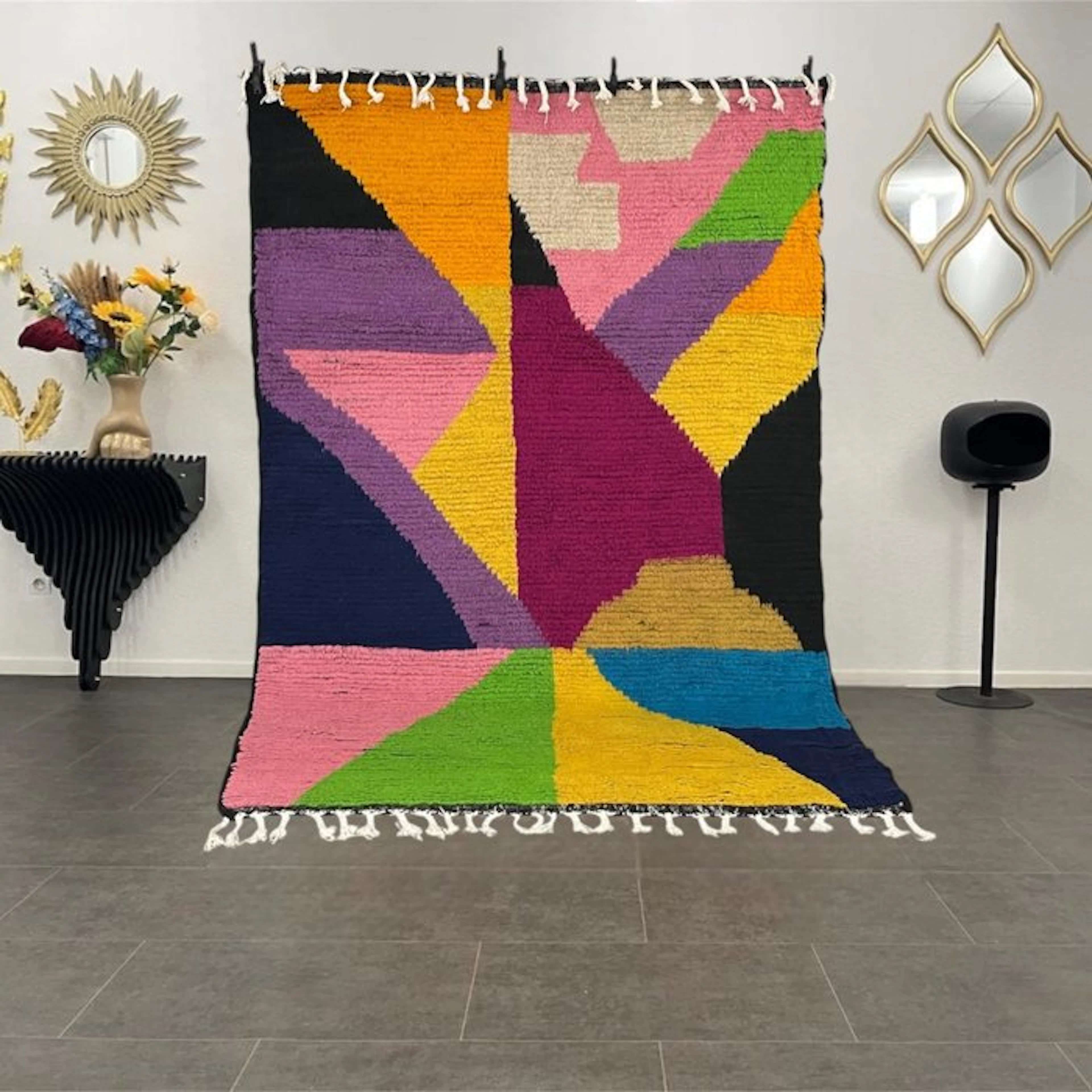 Berber, Colorful Moroccan rug — Cultural expression —...