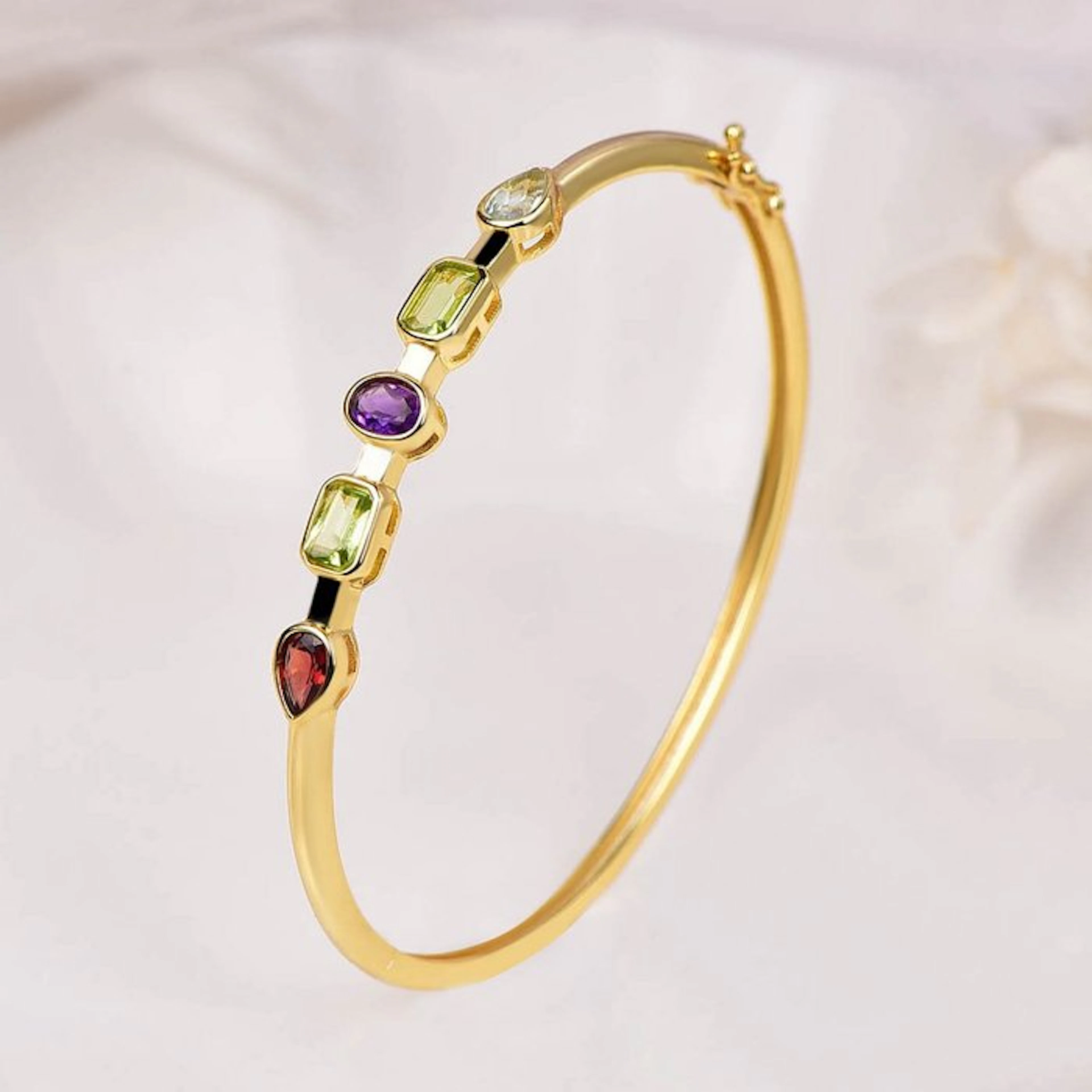 No reserve price - Bracelet Silver - Mixed gemstones - Certified