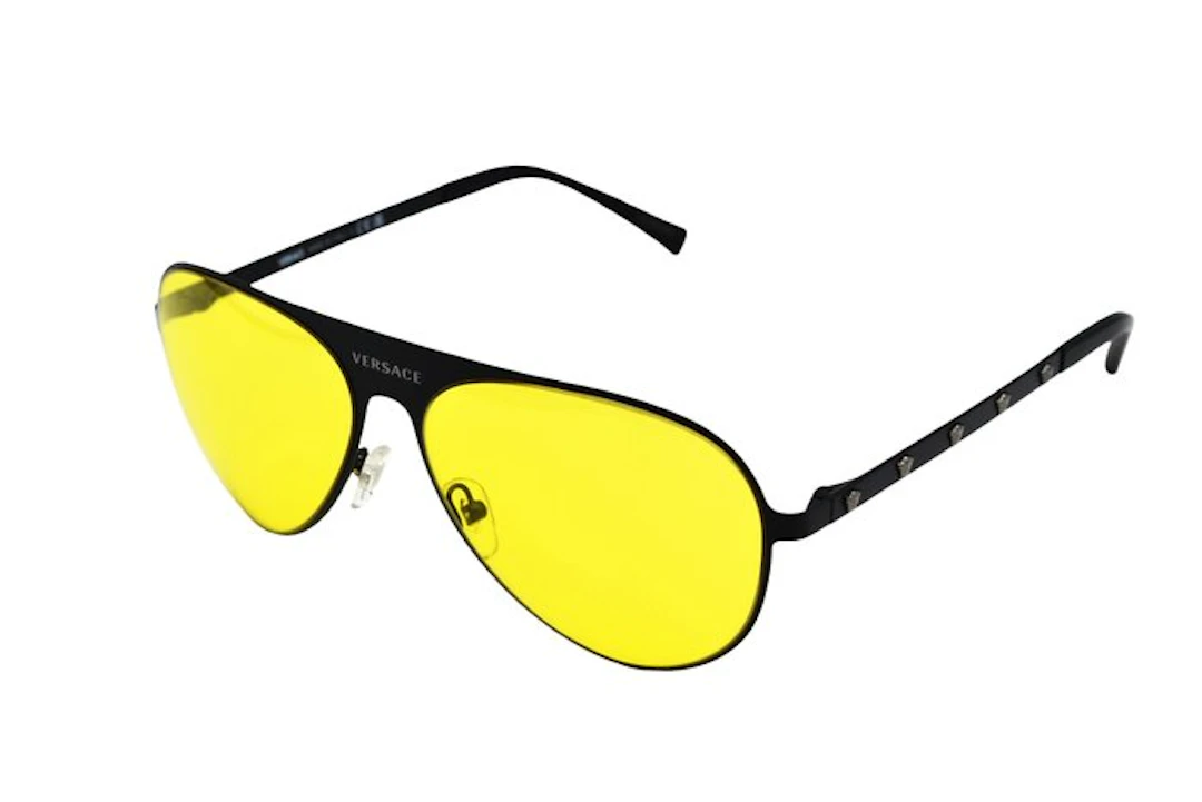 Versace - VE2189 - Made in Italy - Black Metal Aviator...