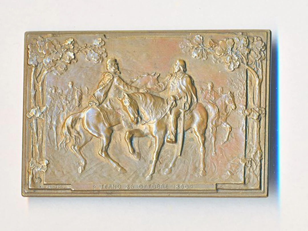 Italy - Medal - targa in bronzo risorgimento Garibaldi tiro a segno Teano 1860