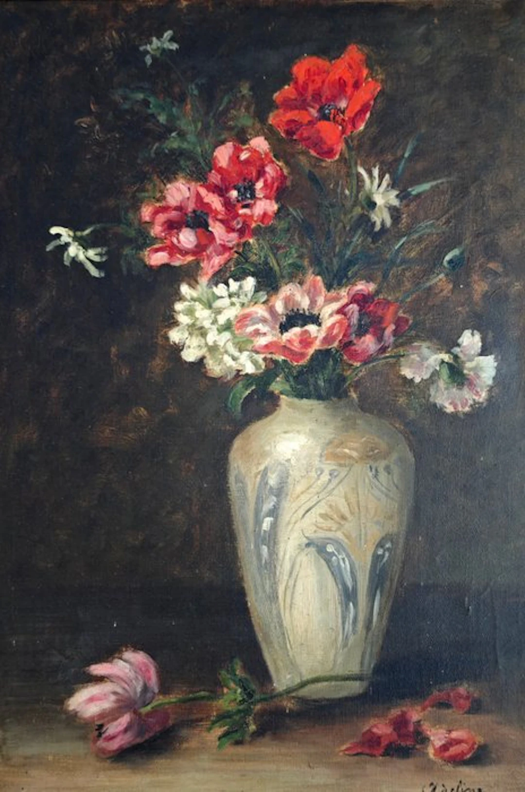 École française (XIX-XX) - Bouquet d’anémones - NO RESERVE