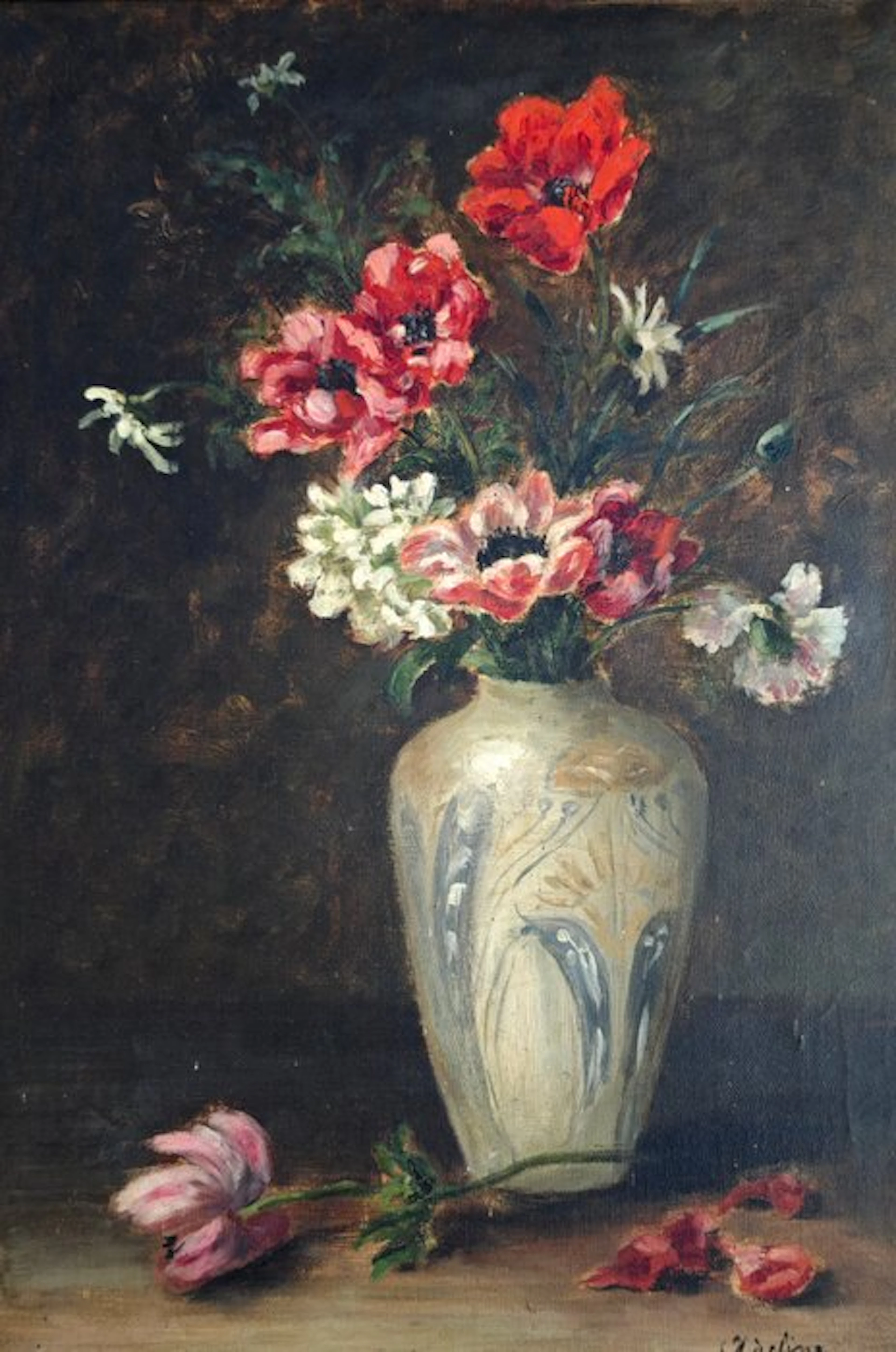 École française (XIX-XX) - Bouquet d’anémones - NO RESERVE