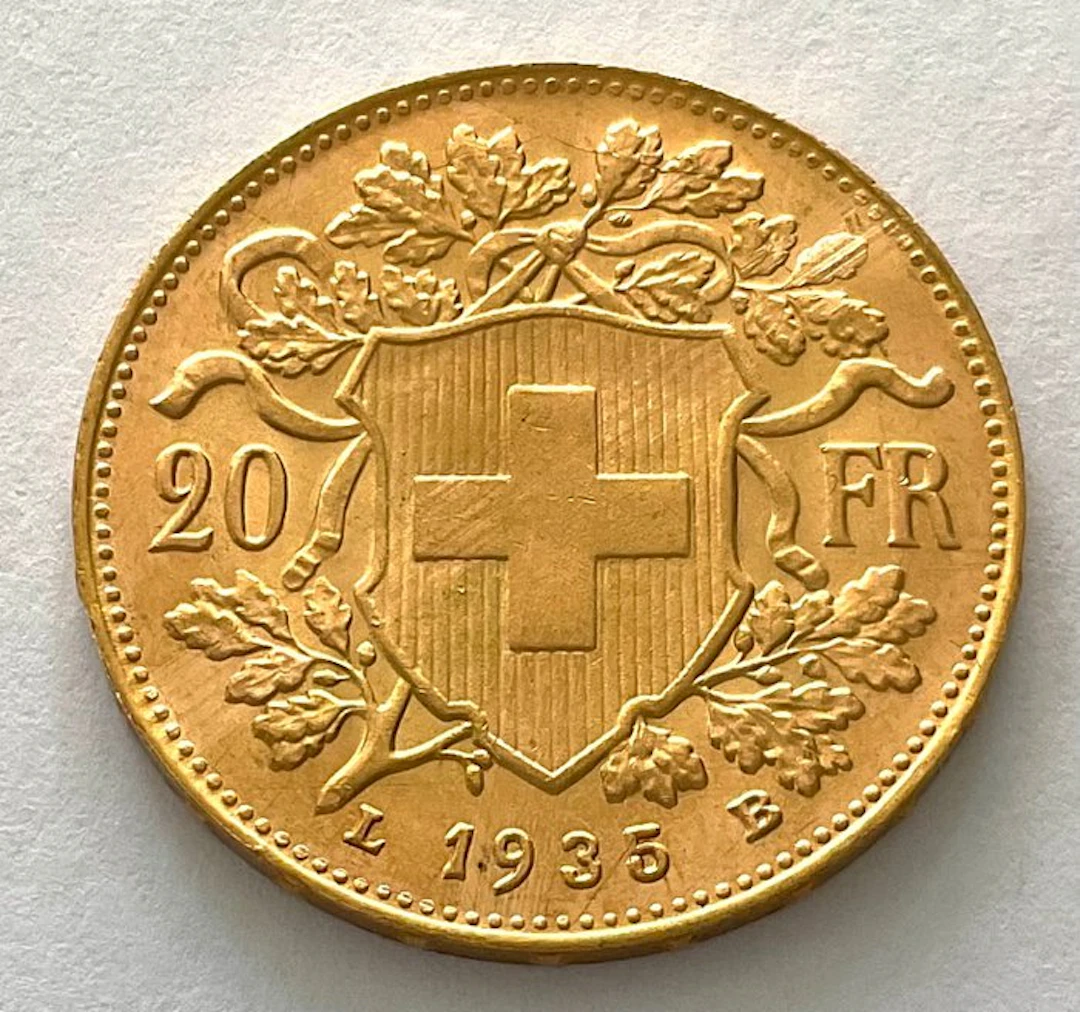 Switzerland. 20 Francs 1935 LB - Vreneli