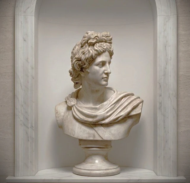 Sculpture, Busto di Apollo in marmo - 77 cm - Marble