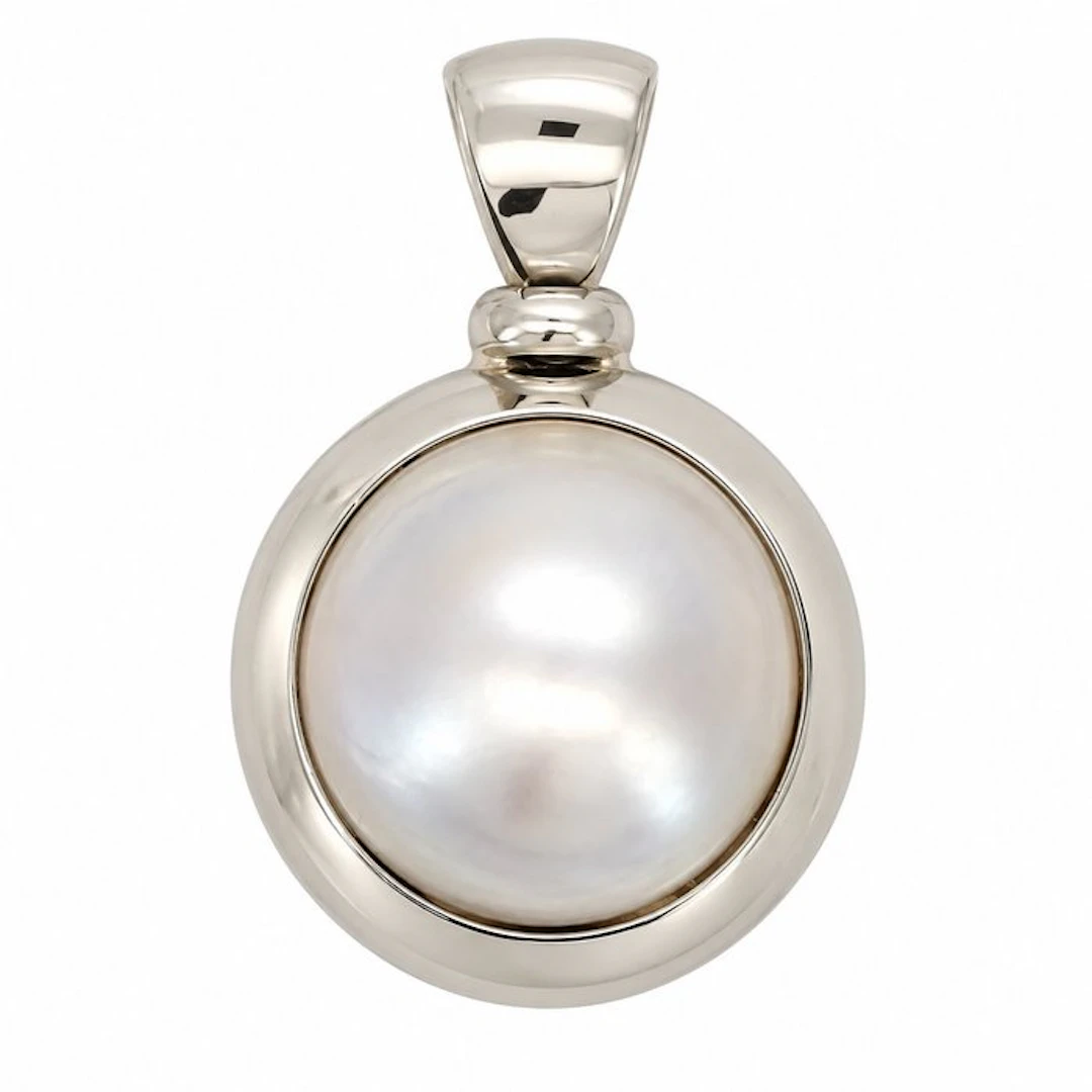 No reserve price - Pendant - 18 kt. White gold Pearl - Made in Italy - Handmade