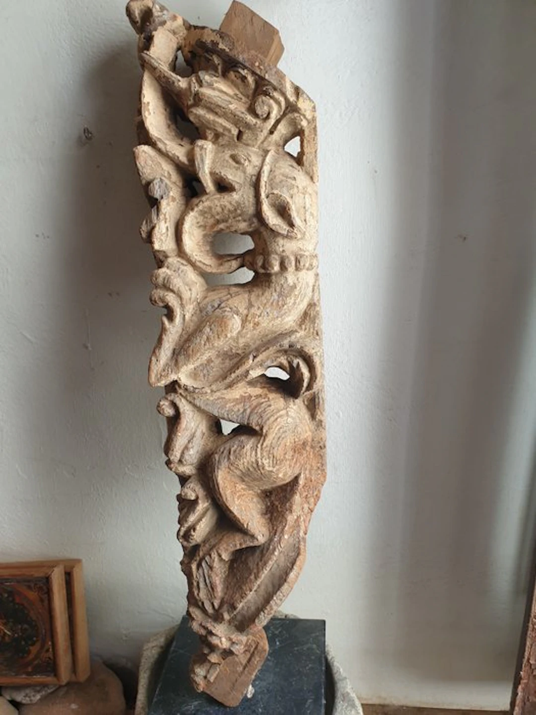 Sculpture, makara monstruo mítico - 58 cm - Wood