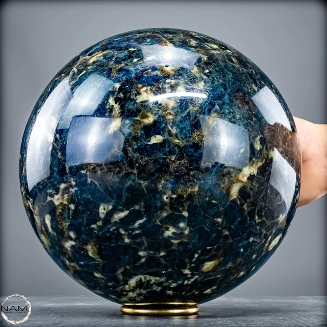 Cordierite sphere – deep midnight blue with a fascinating...