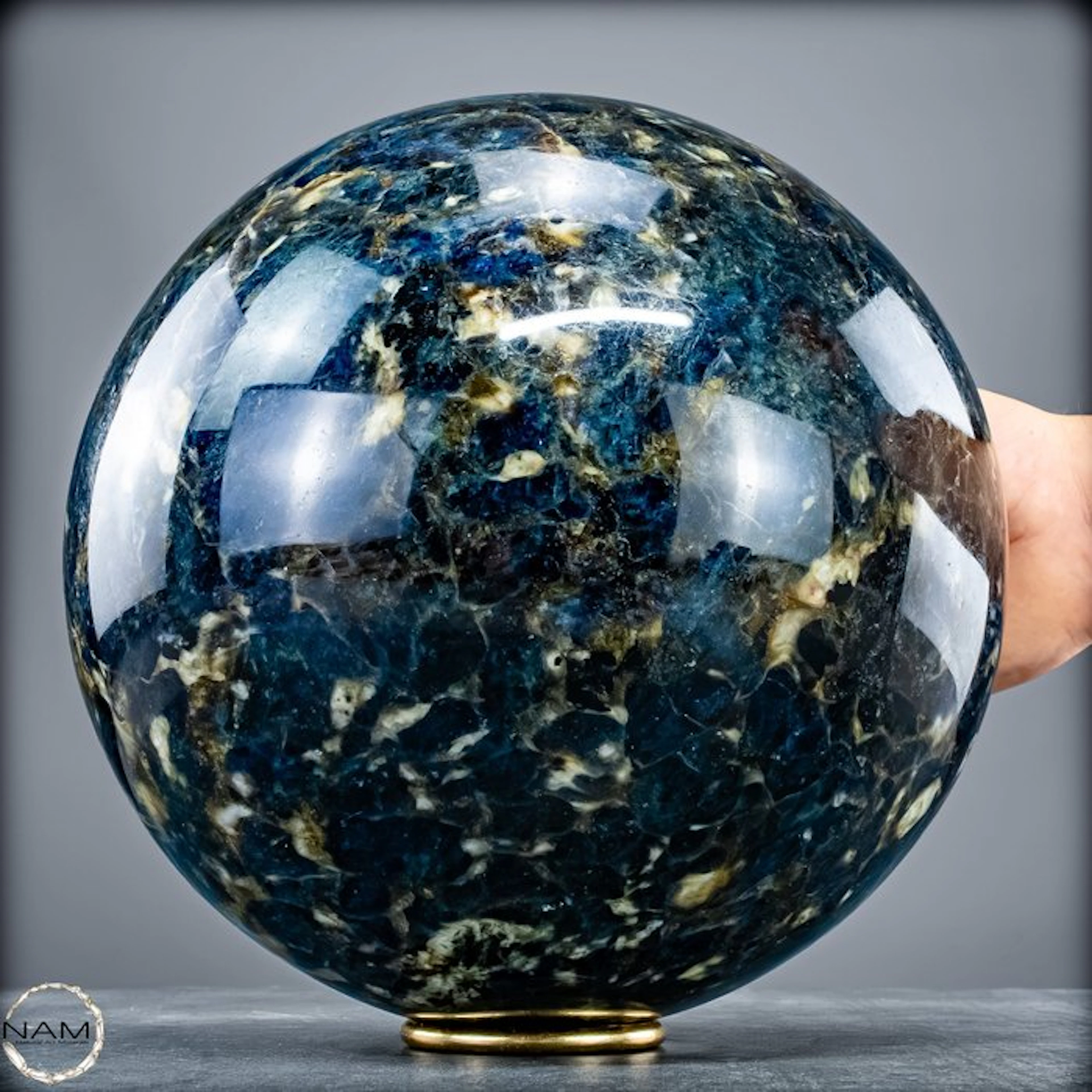 Cordierite sphere – deep midnight blue with a fascinating...