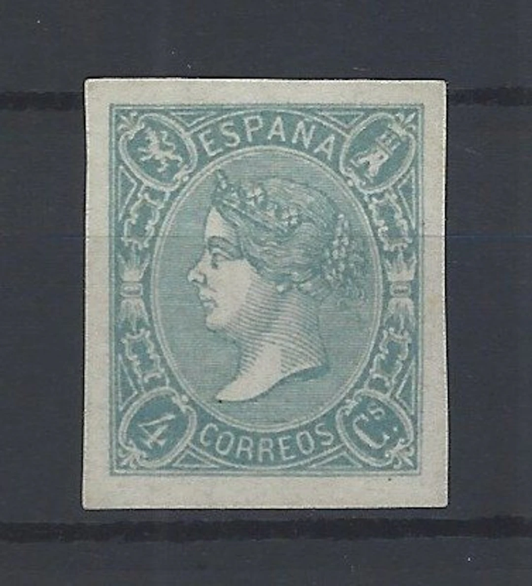 Spain 1865 - Elizabeth II 4 Quarters - color test - Edifil nº 75pv