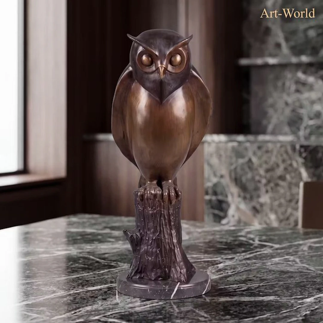 Statue, Exclusief XL bronzen sculptuur van een uil