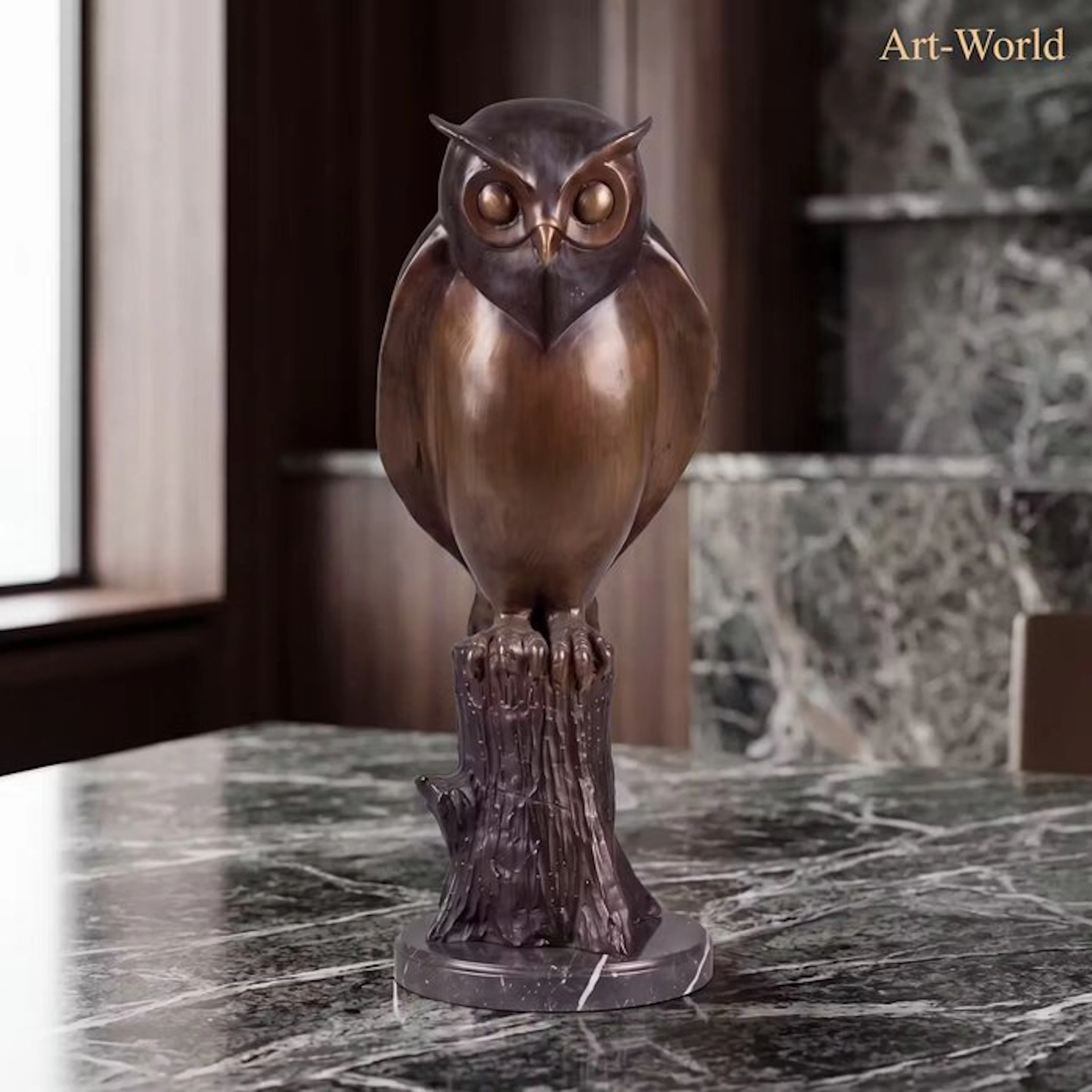 Statue, Exclusief XL bronzen sculptuur van een uil