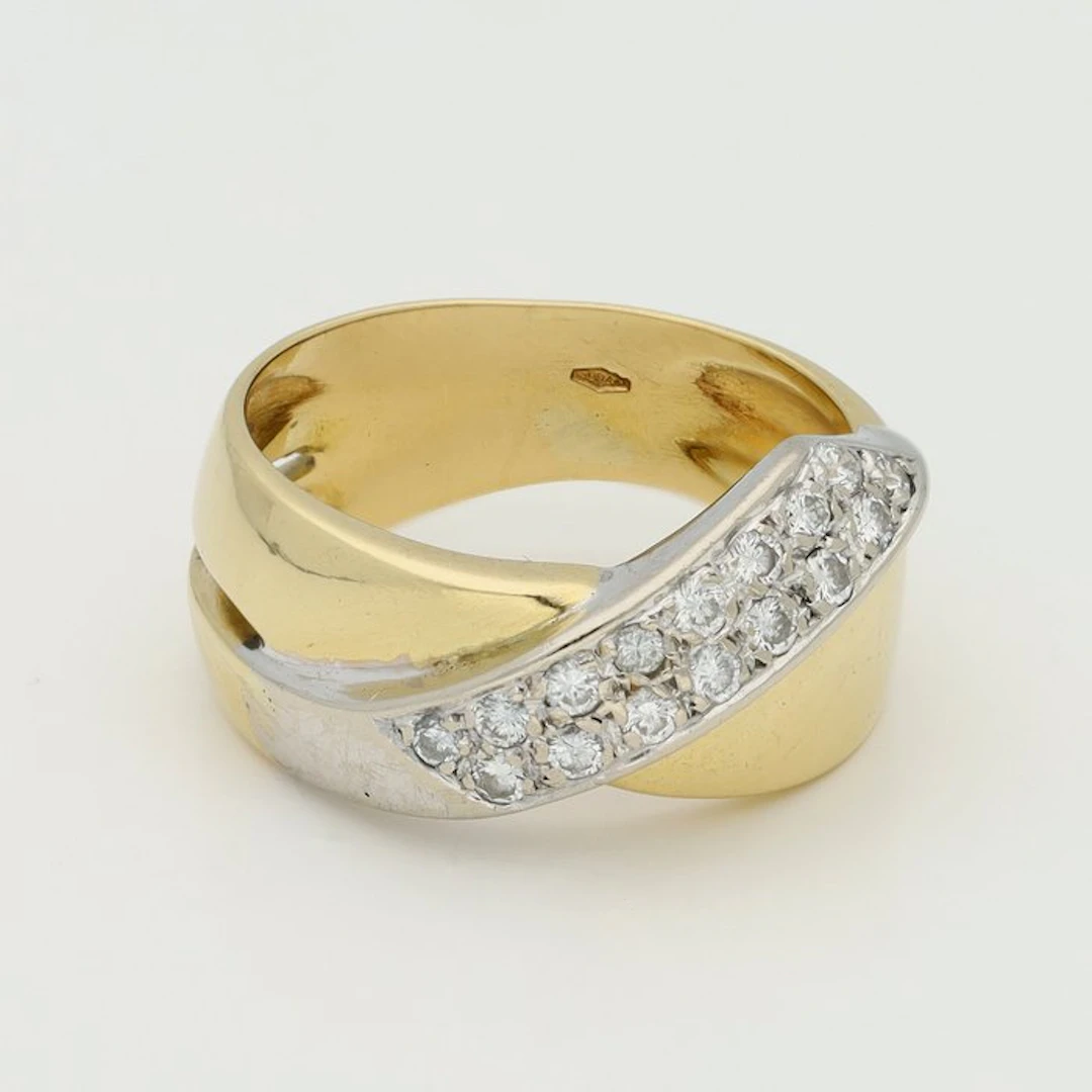 Ring - 18 kt. Yellow gold, White gold Diamond (Natural)