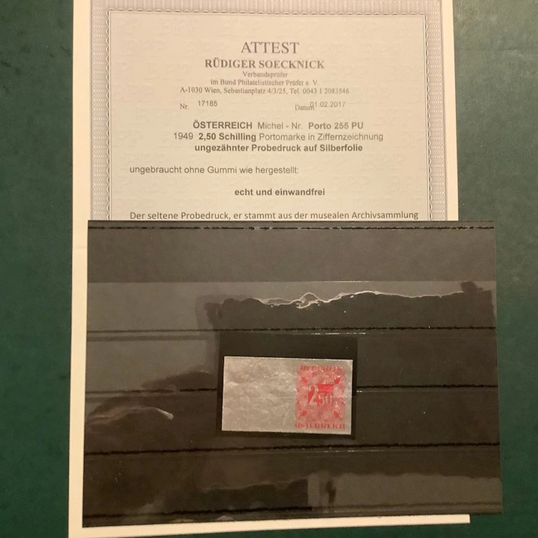 Austria 1949 - 2.5 Schilling proof on aluminum foil...