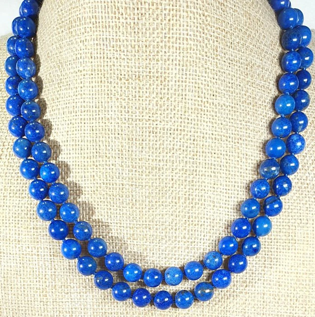 Natural Lapis lazuli Afghanistan - LONG OPERA - Silver 925 - Peace