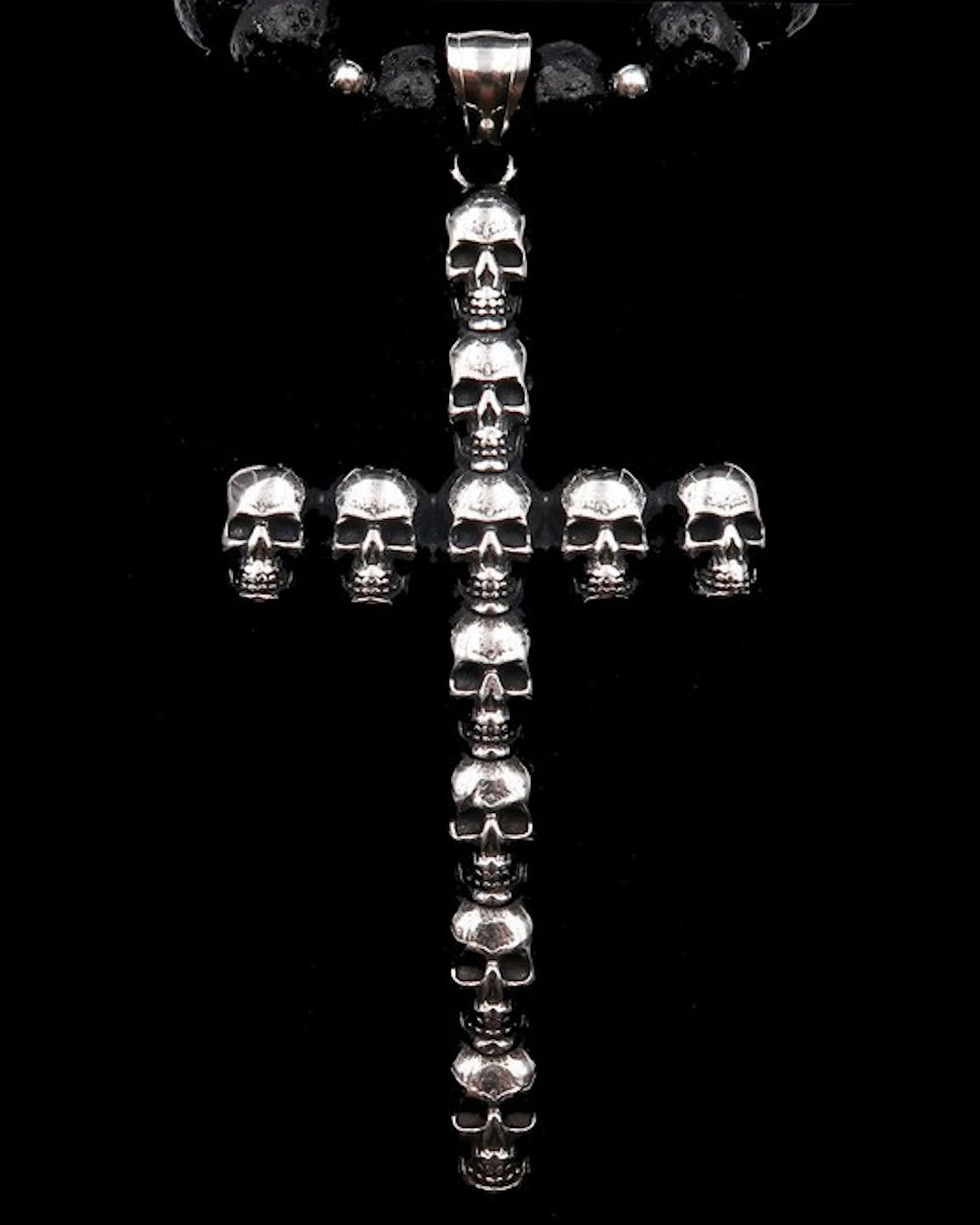 Ossuary Cross - Memento Mori in Lava Stone - Clarity