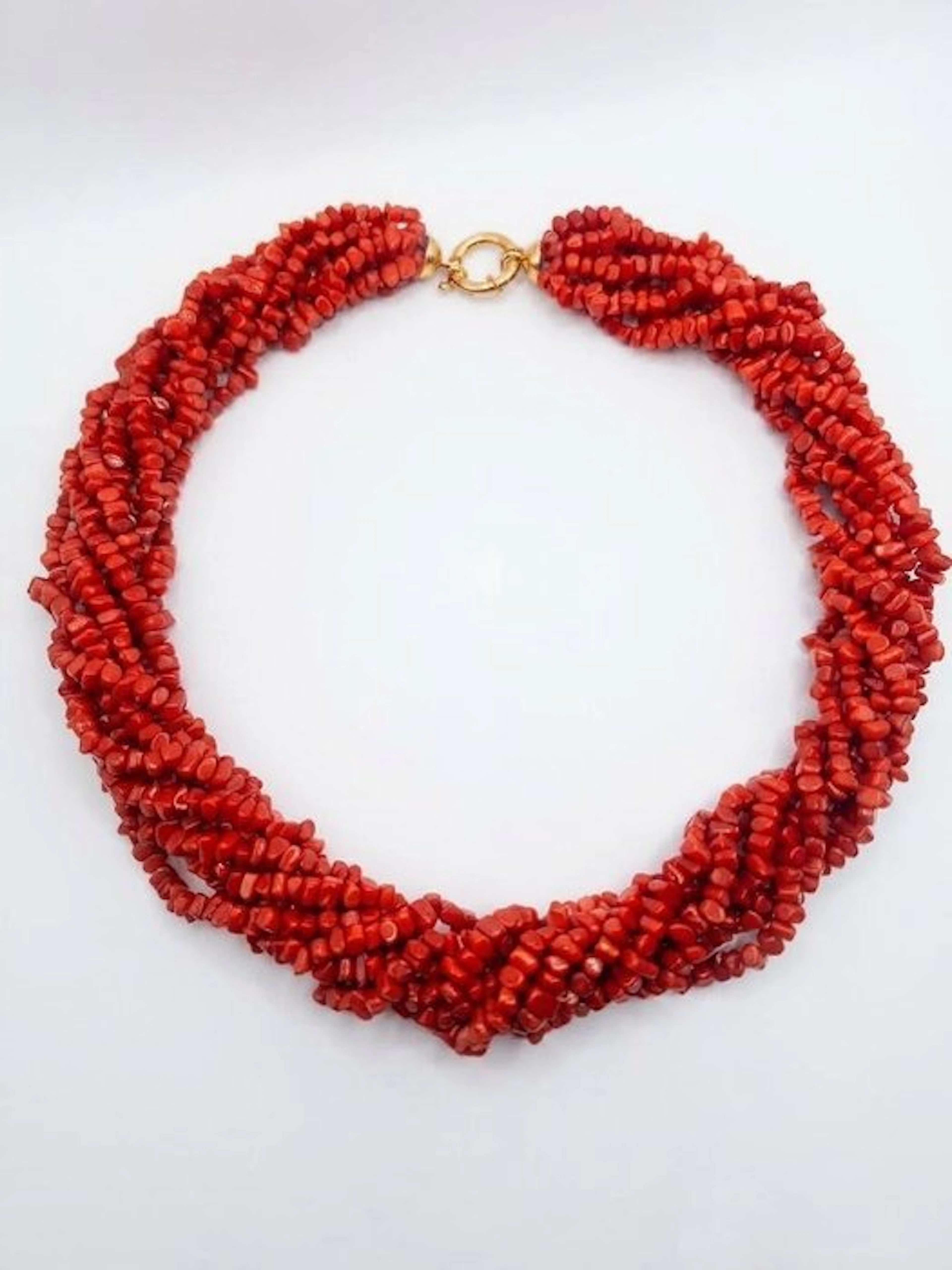 No reserve price - Necklace Silver Coral - Coral - Torchon in red coral