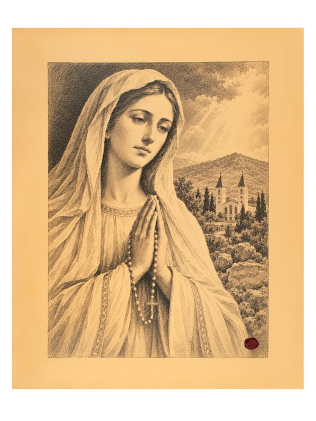 Madonna of Medjugorje – Queen of Peace – Print on Leather...