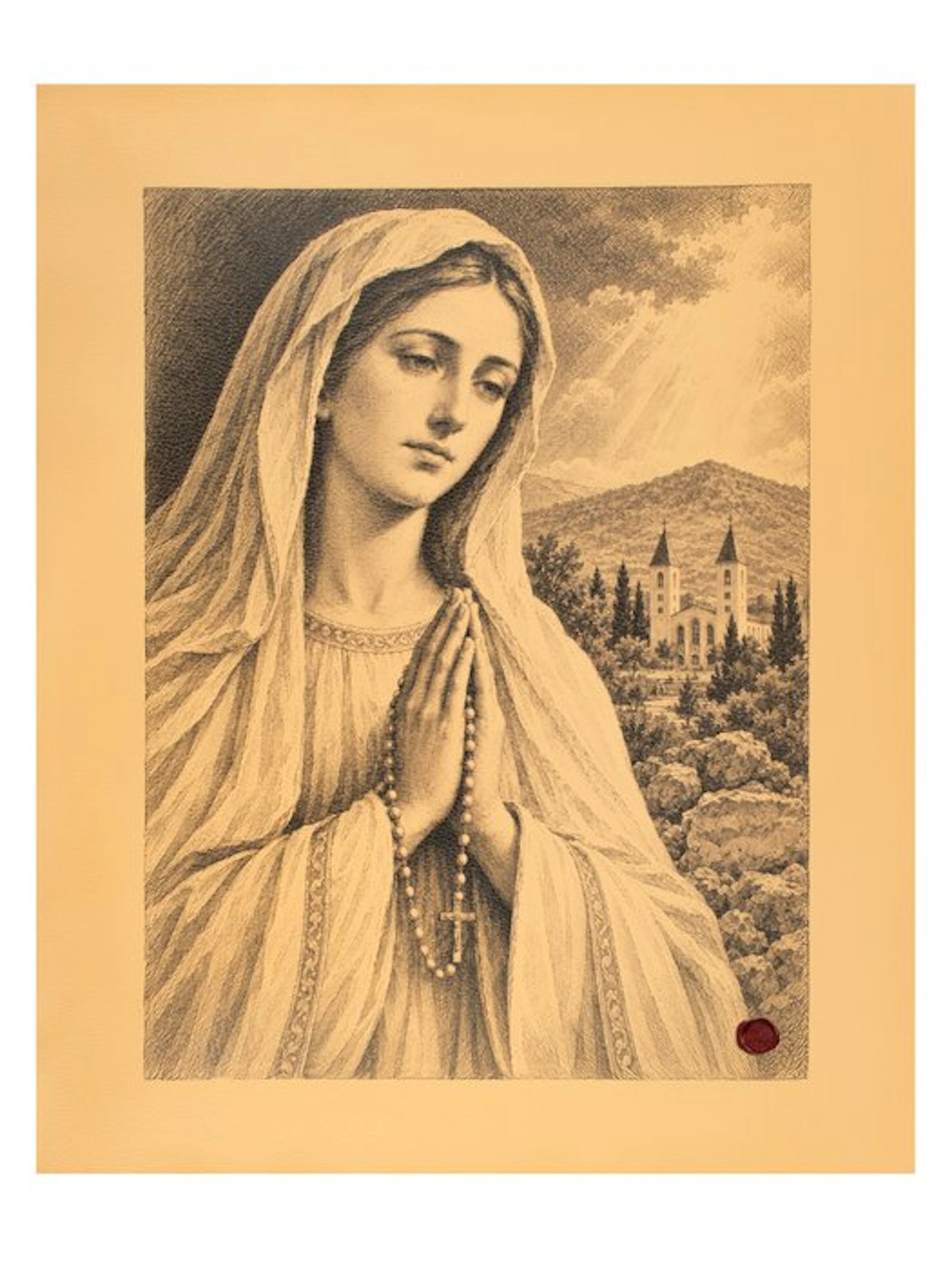 Madonna of Medjugorje – Queen of Peace – Print on Leather...