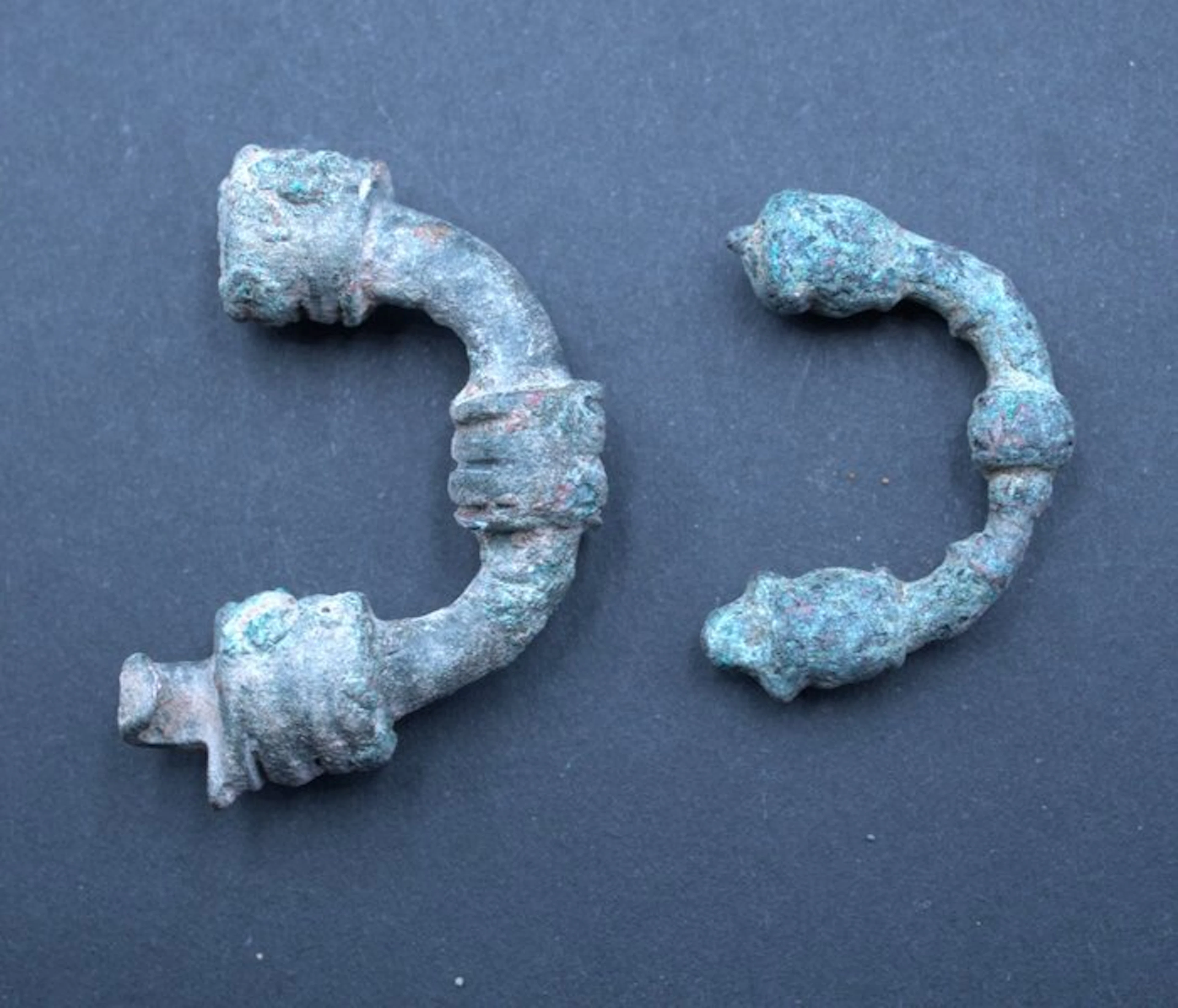 Ancient Greek Bronze Pair bow brooches (Phrygian type)