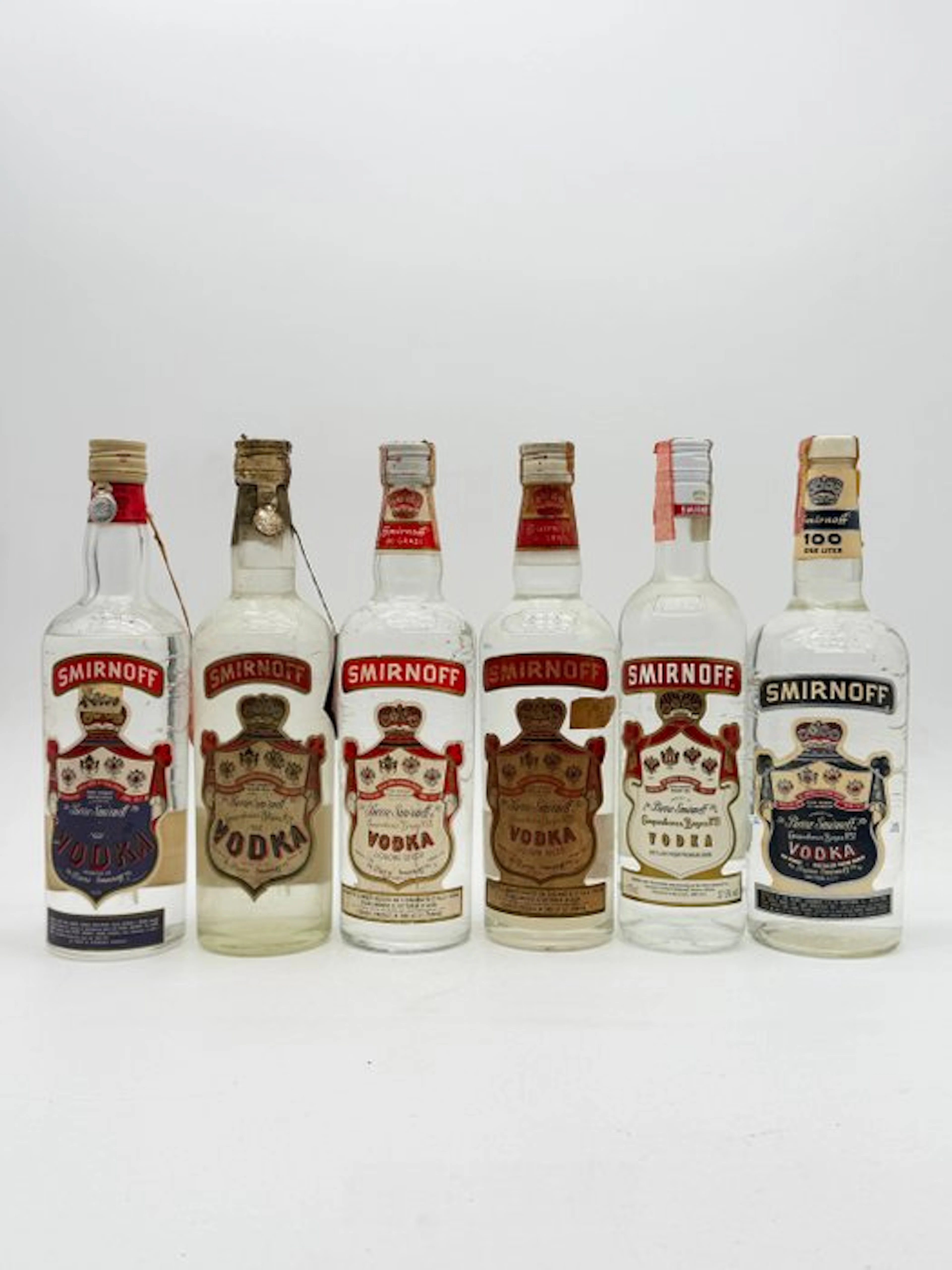 Smirnoff - Vodka - b. 1950s, 1970s, 1990s - 75cl, 70cl, 1.0 Litre - 6 bottles