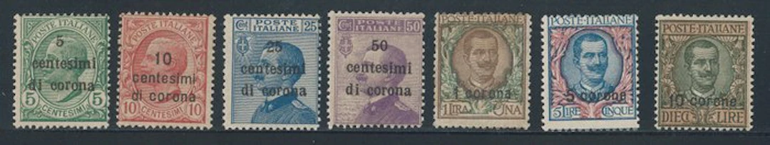 Italy - Dalmatia, Trento and Trieste - Overprinted, series no. 2/8.