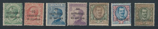 Italy - Dalmatia, Trento and Trieste - Overprinted, series no. 2/8.
