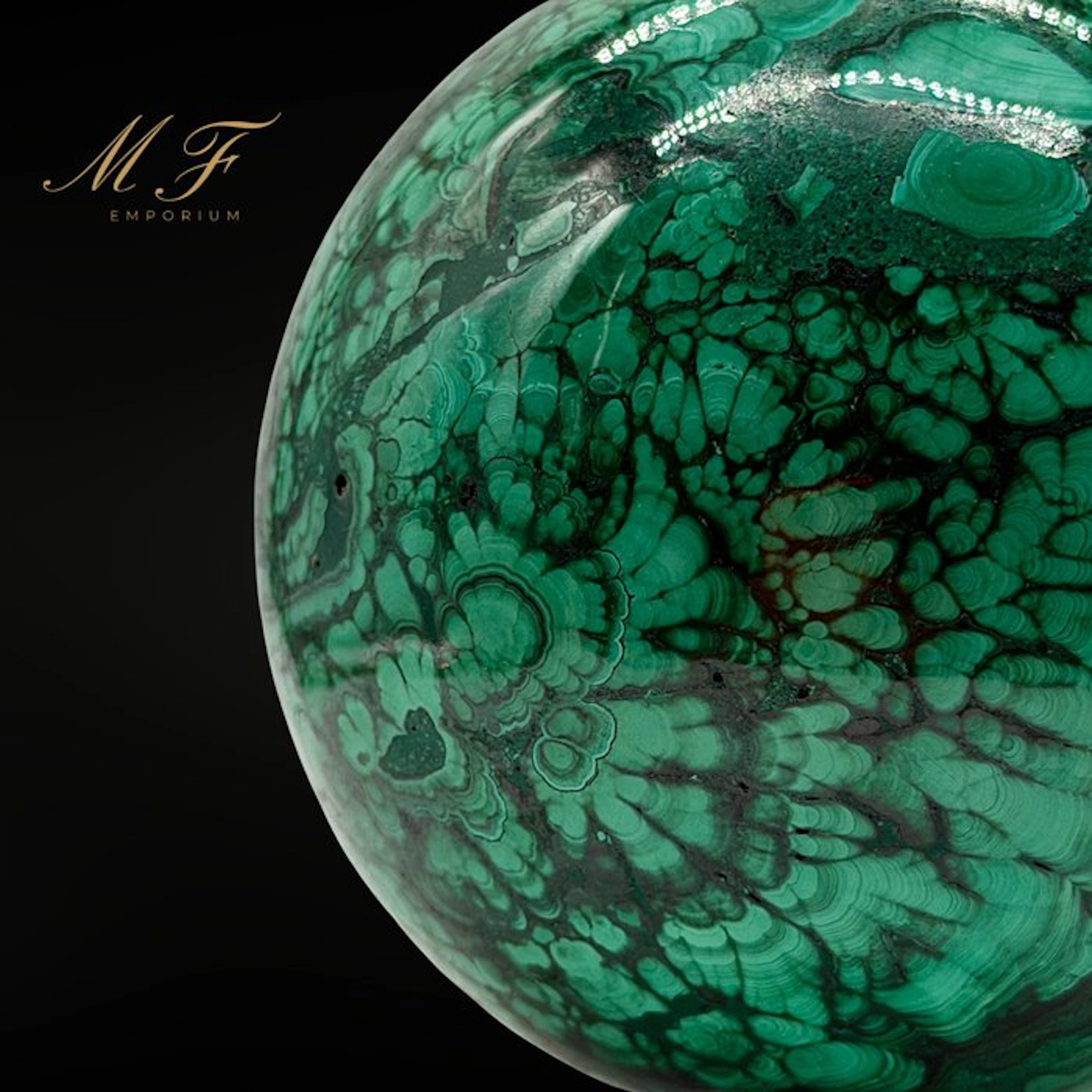Magnificent large Malachite sphere Sphere - Height: 70 mm...