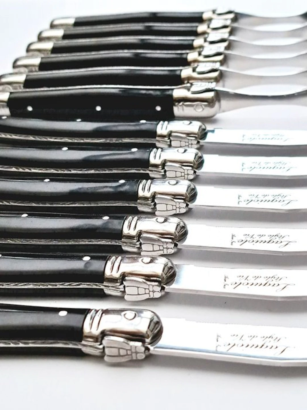 Laguiole - 6x Forks & 6x knives - Black - style de...