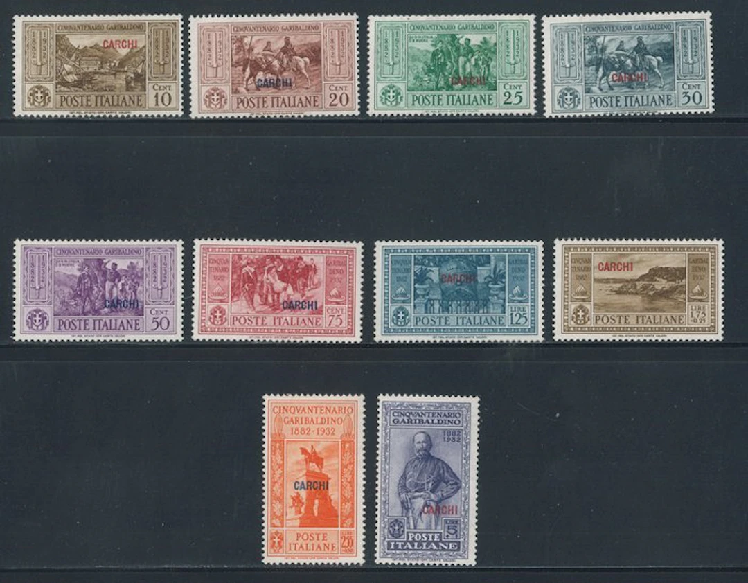 Italian Aegean Islands - Calchi - Garibaldi, complete series no. 17/26.