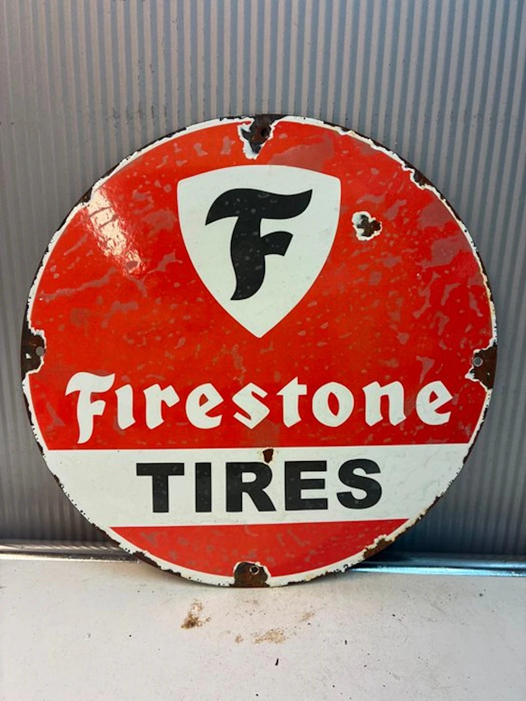 Firestone Tires – Rond emaille reclamebord – Klassieke...