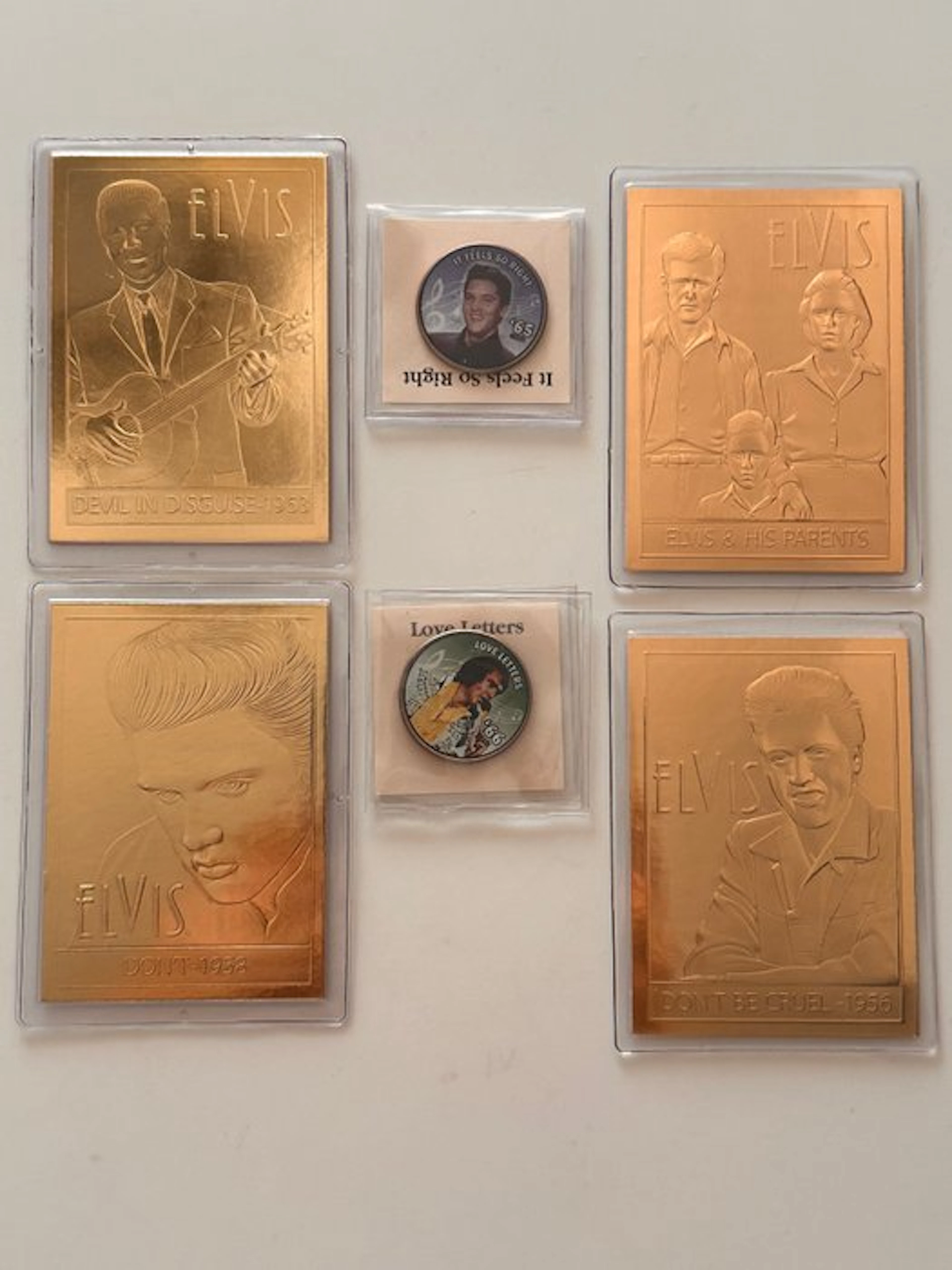 Elvis Presley - 6 pieces - 22kt Gold Card - Collection...