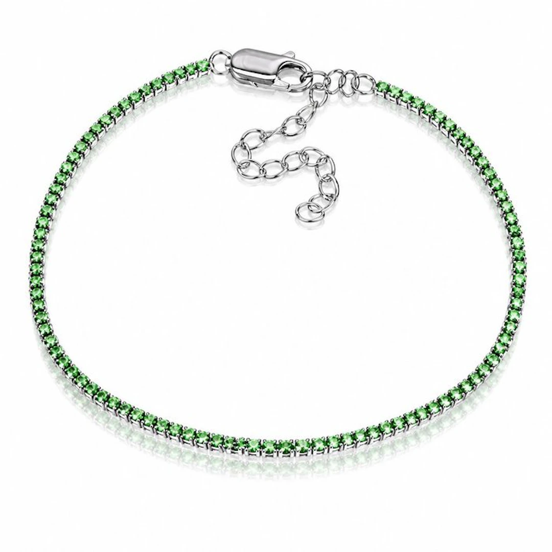No reserve price - Bracelet 925 silver - Tsavorite - Tennis