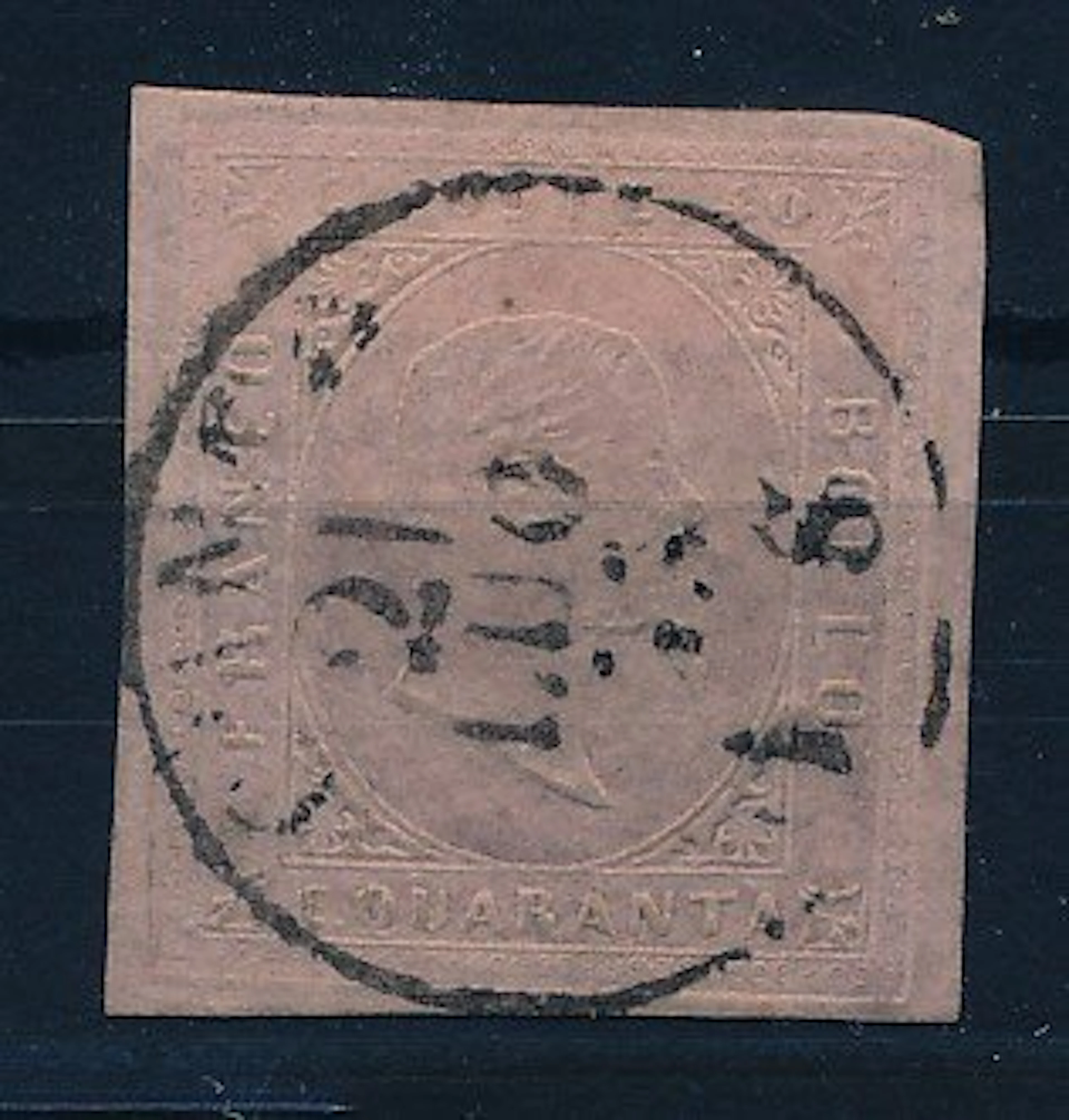 Italian Ancient States - Sardinia 1851 - Vittorio Emanuelle II 40c pink