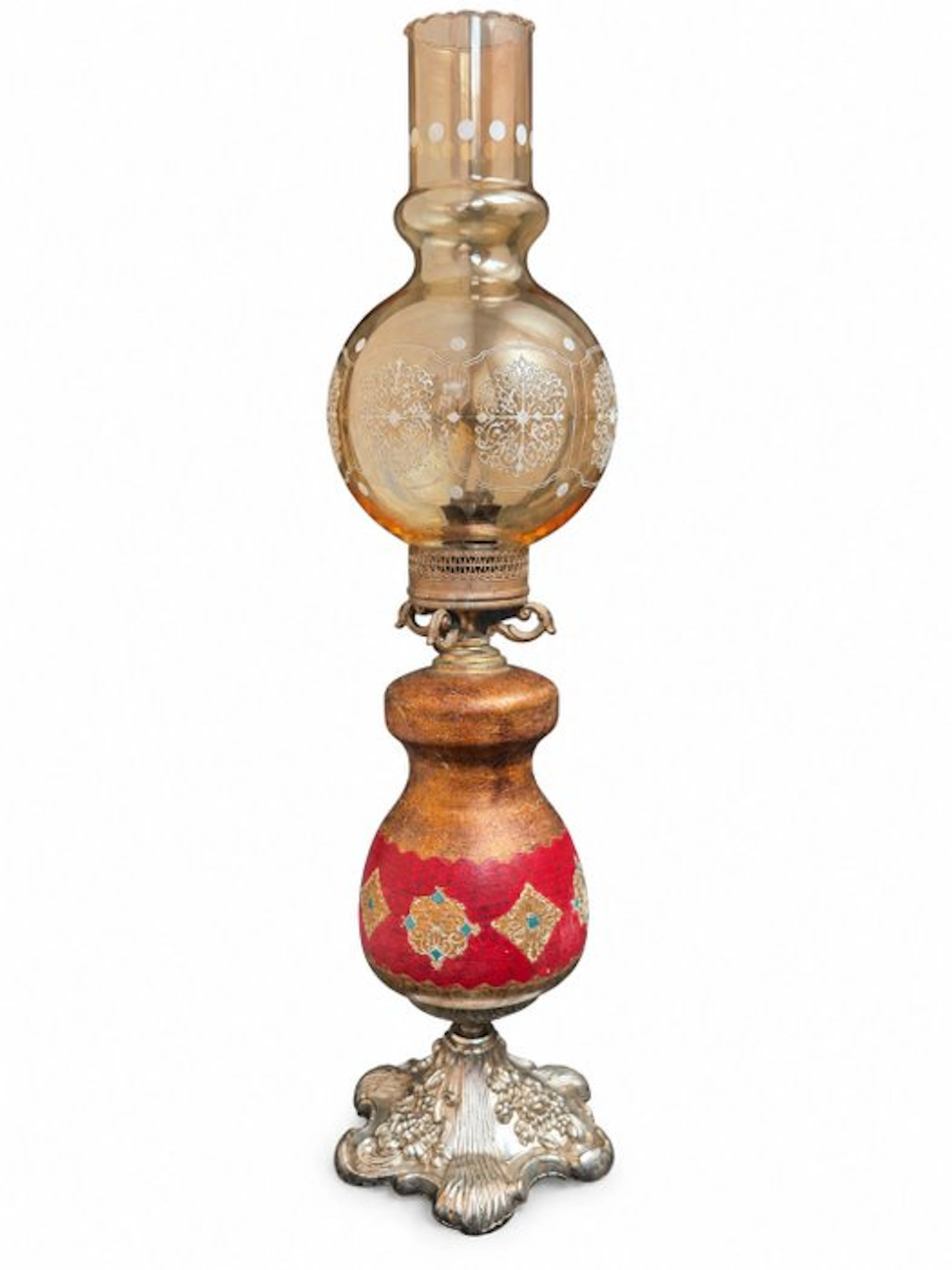Table lamp - Brass, Ceramic - Italian Rococo Elegance