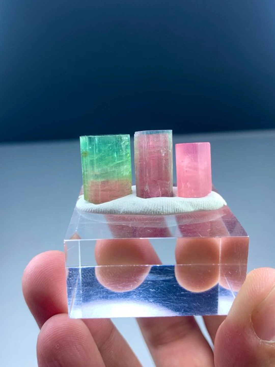 Bicolour tourmaline Crystals - Height: 18 mm - Width: 8 mm- 9 g - (1)