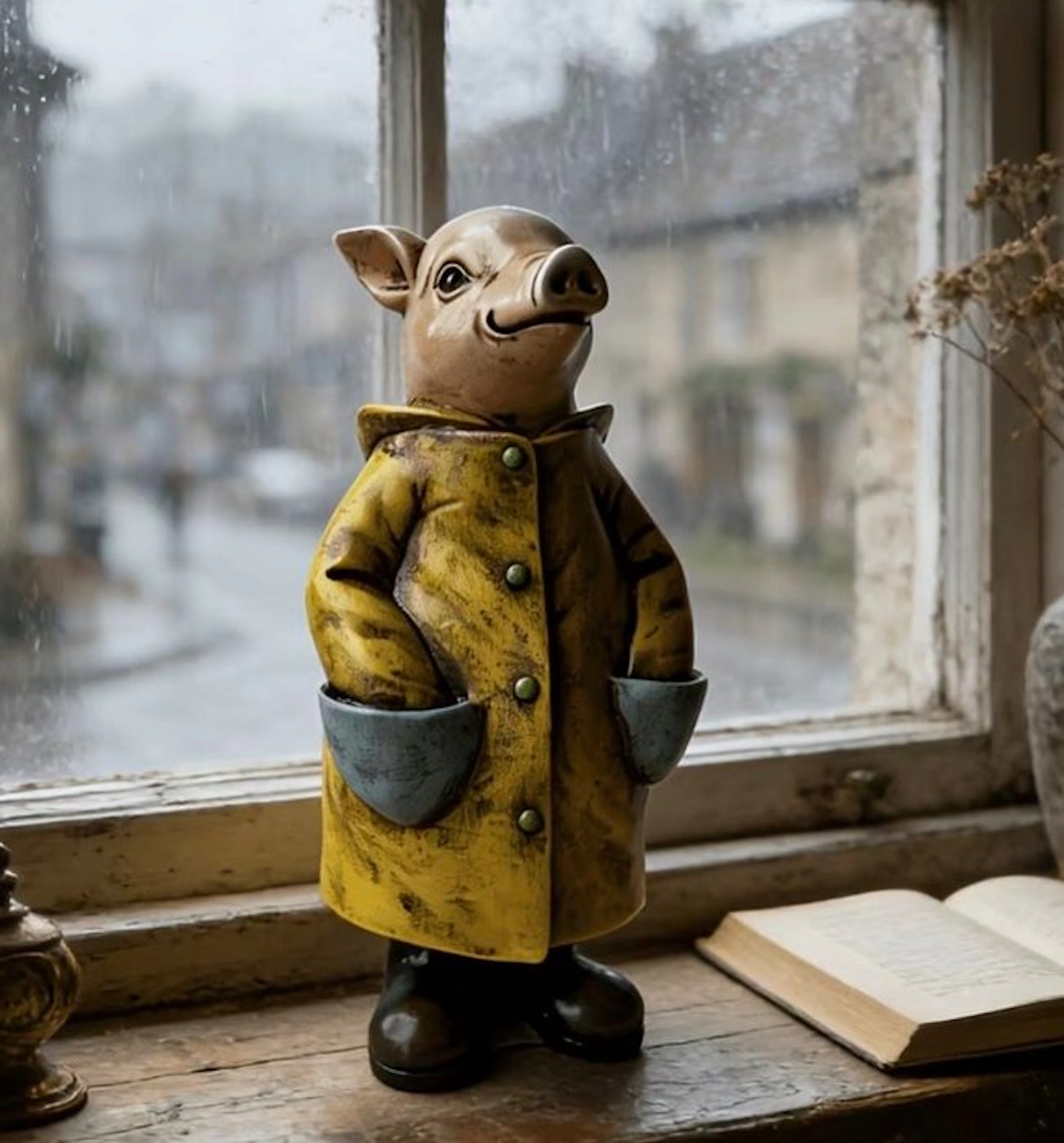Unknown - Figure - Pig in Yellow Raincoat - Resin