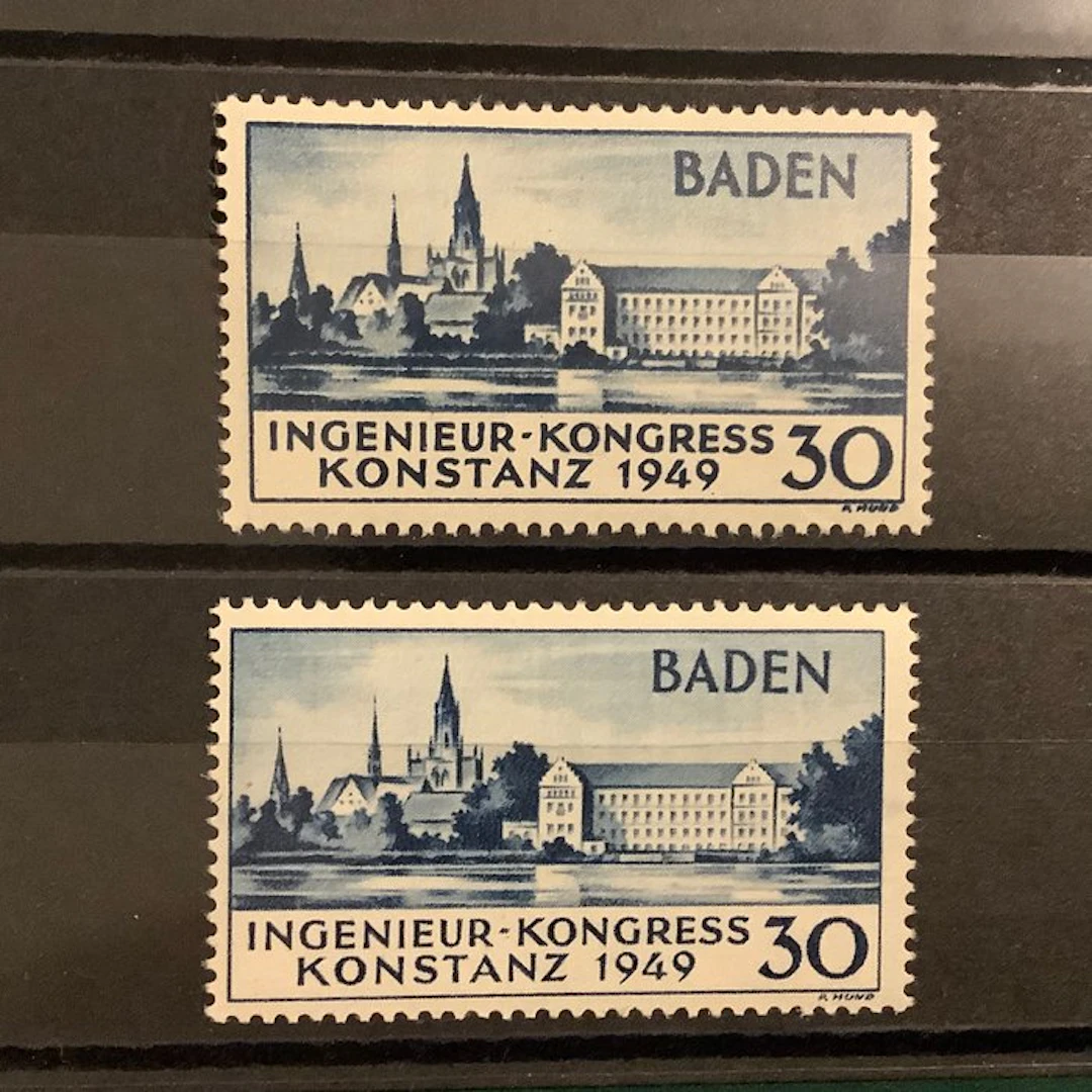 Baden - French zone 1949 - Konstanz type I and II - MNH - Michel 46I and 46II